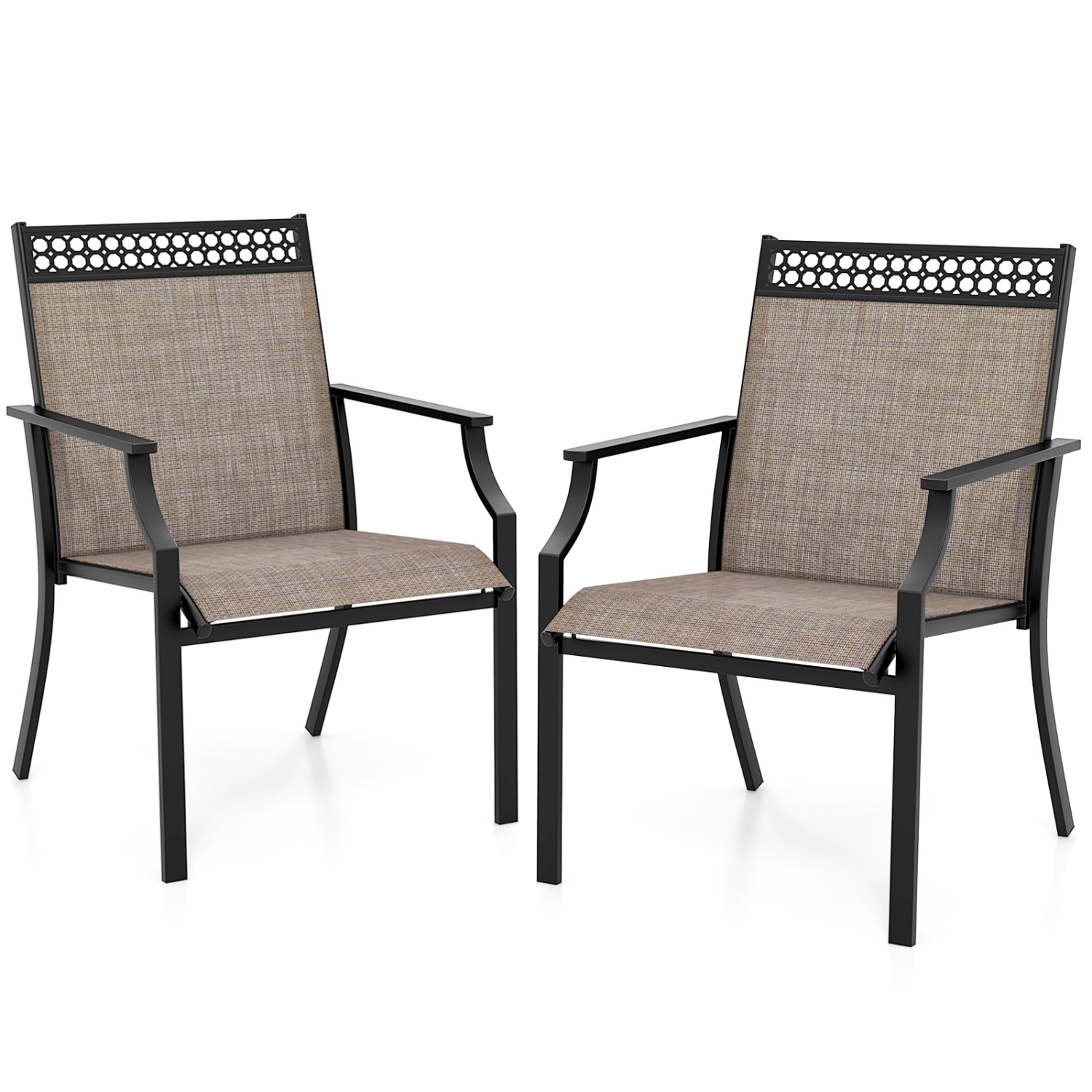 Gymax Patio Dining Chairs Set of 4 All Weather Outdoor Chairs w/ High Back & Armrests