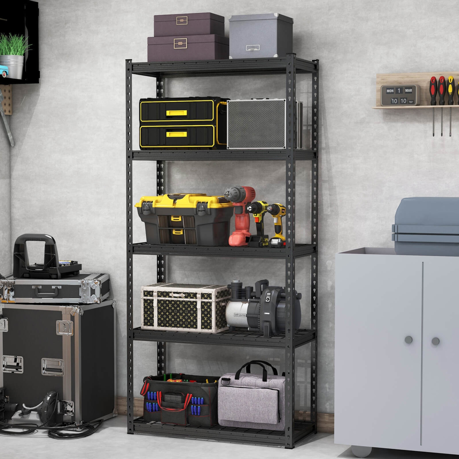 Gymax 5-Tier Storage Shelf Heavy Duty Storage Utility Rack Shelf w/Anti-tipping Device