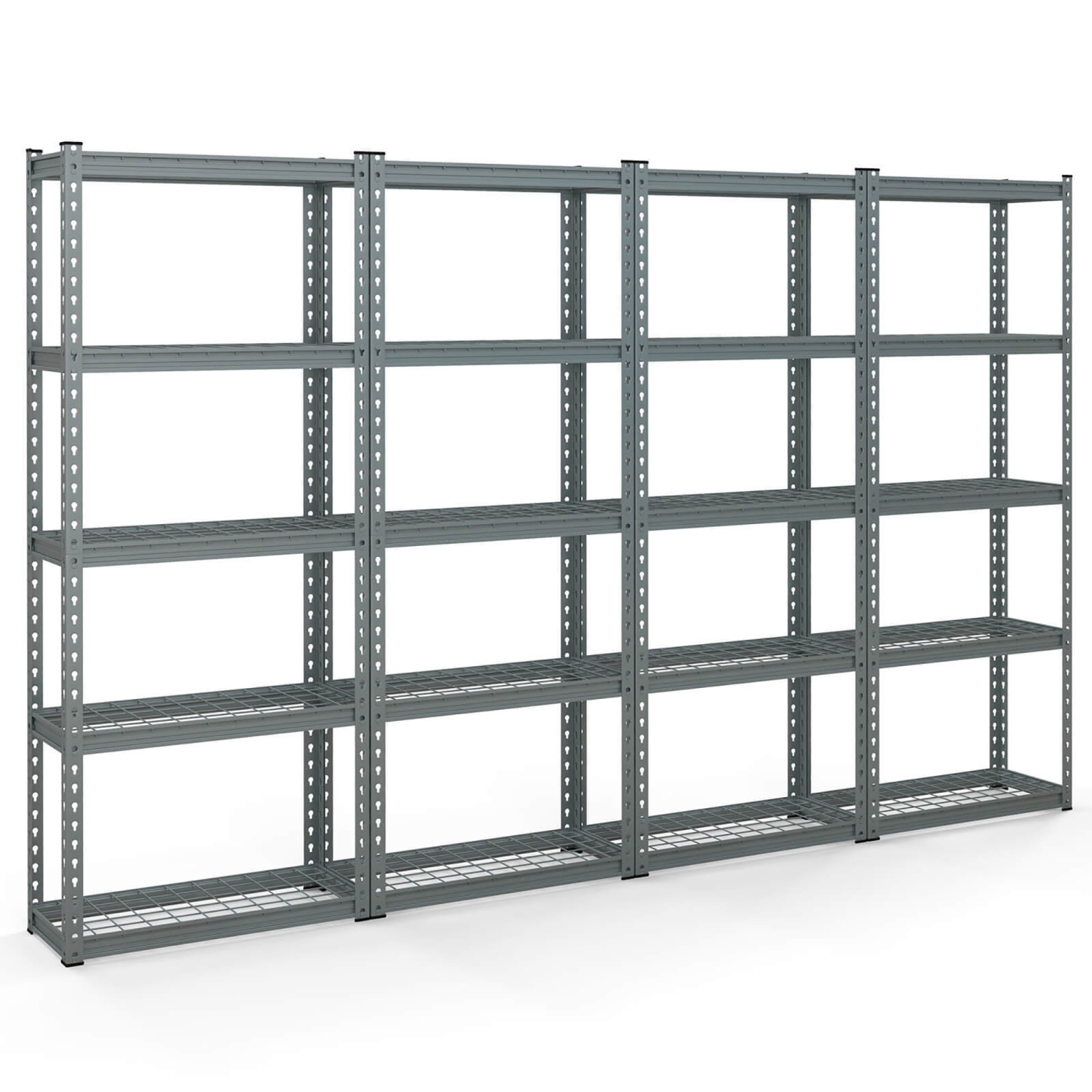 Gymax 4 PCS 5-Tier Metal Shelving Unit Heavy Duty Wire Storage Rack with Anti-slip Foot Pads