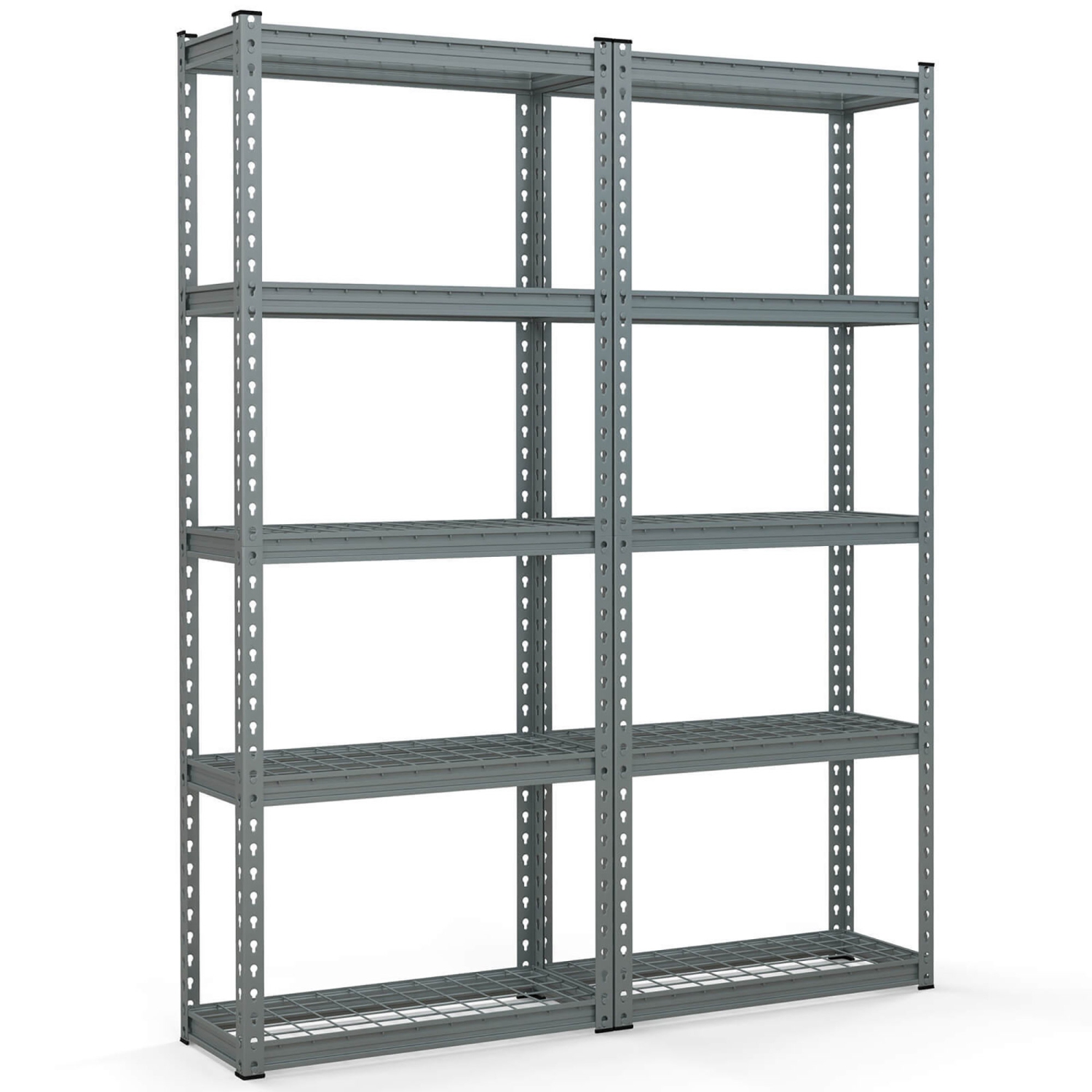 Gymax 2 PCS 5-Tier Metal Shelving Unit Heavy Duty Wire Storage Rack with Anti-slip Foot Pads