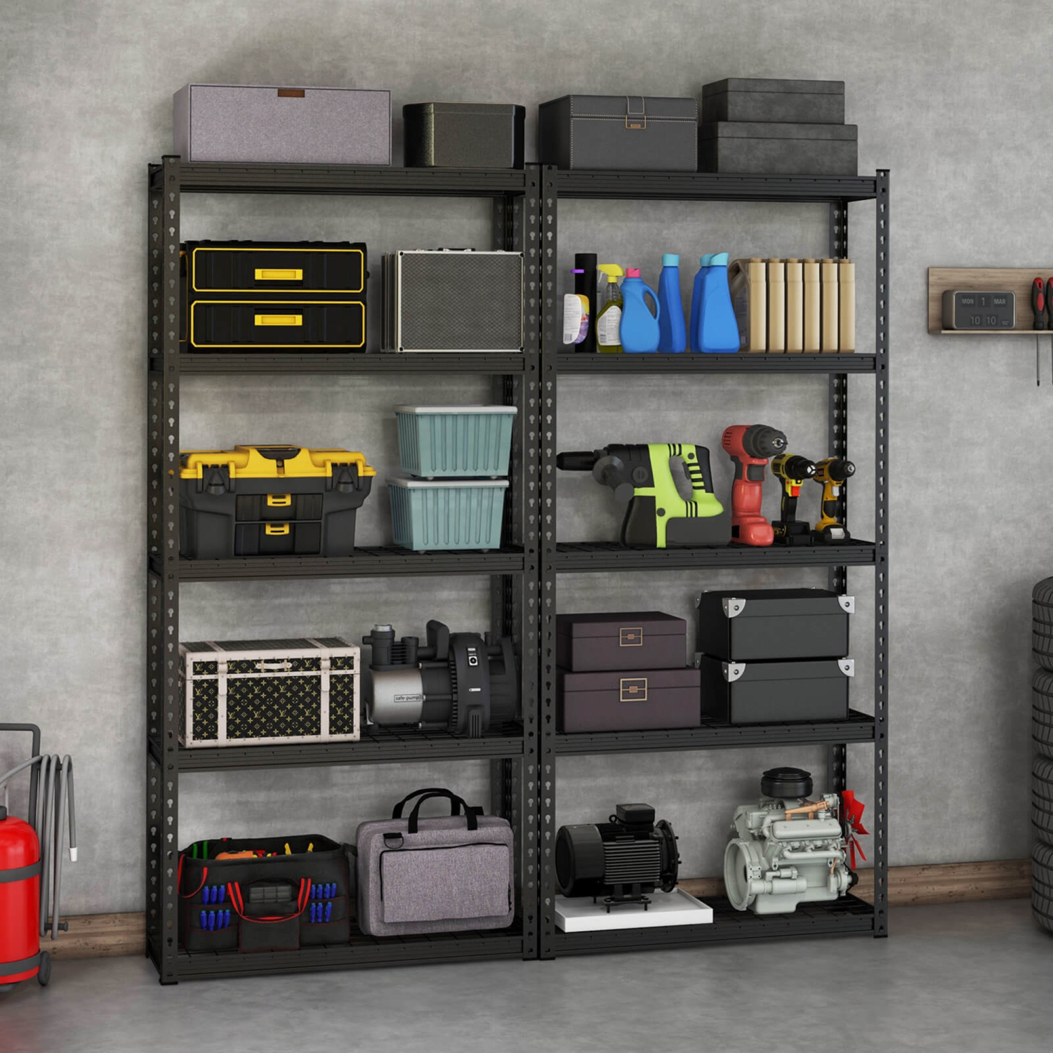 Gymax 5-Tier Heavy Duty Storage Shelf Storage Utility Rack Shelf w/Anti-tipping Device