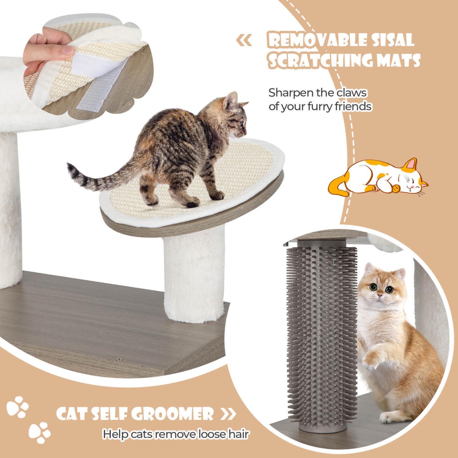 Gymax Cat Tree with Litter Box Enclosure 2-in-1 Modern Cat Tower with Cat Condo