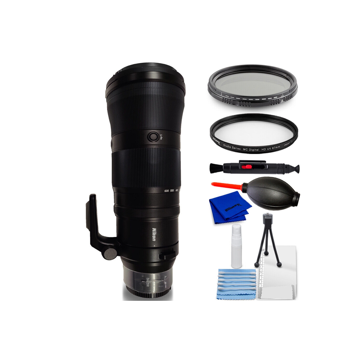 Objectif VR 180-600&nbsp;mm f/5,6-6,3 NIKKOR Z de Nikon 20117 - Ensemble d'accessoires