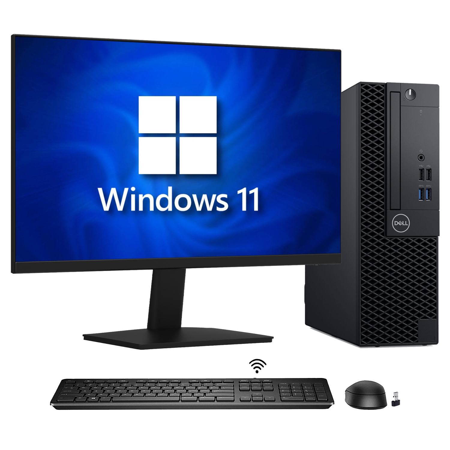 Refurbished - Dell OptiPlex 3060 SFF Professional Desktop Computer PC - 24 inch Screen (Intel Hexa-Core i5/ 1TB NVMe SSD/ 32GB DDR4 RAM/ Windows 11
