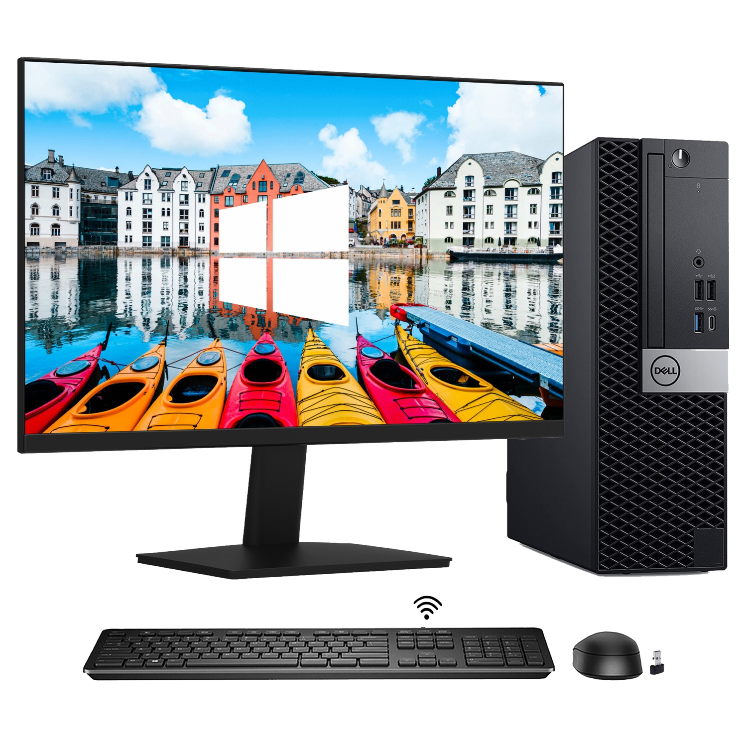 Refurbished - Dell OptiPlex 7060 SFF Desktop Computer PC, Intel Hexa-Core i5 8th Gen, 16GB DDR4 RAM, 256GB NVMe SSD, Windows 11 Pro, New 24 inch