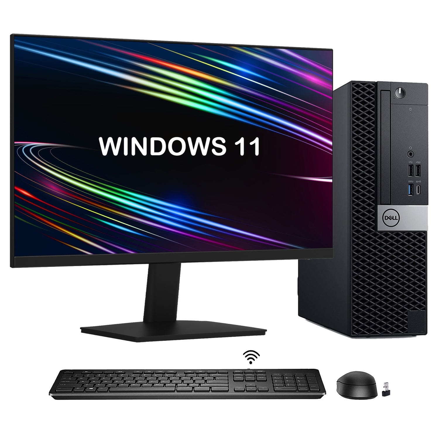 Refurbished - Desktop PC Dell OptiPlex 7060 SFF Computer - New 24 inch Monitor (Intel Hexa-Core i5 up to 4.10GHz/ 16GB DDR4 RAM/ 2000GB NVMe SSD/