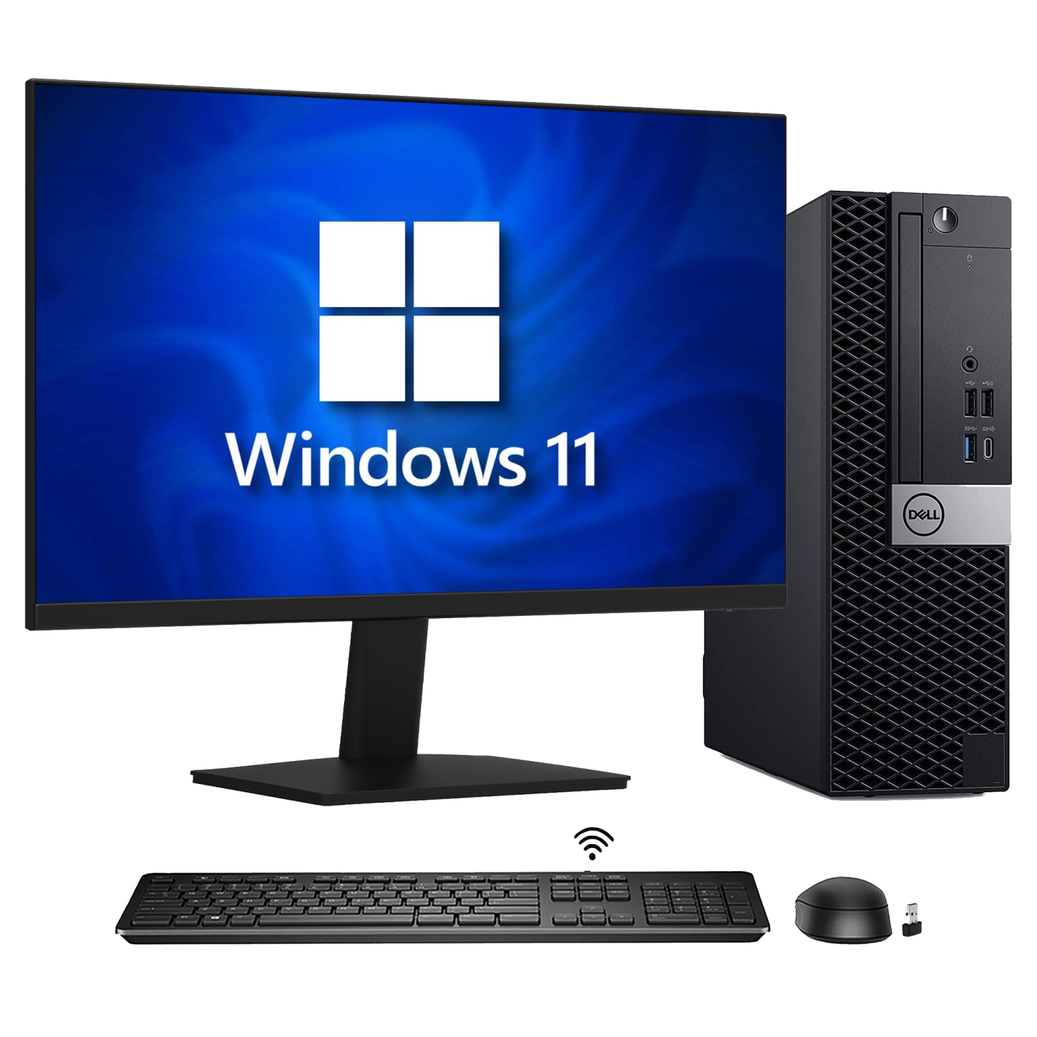 Refurbished - Dell OptiPlex 7060 SFF Professional Desktop Computer PC - 24 inch Screen (Intel Hexa-Core i5/ 1TB NVMe SSD/ 32GB DDR4 RAM/ Windows 11