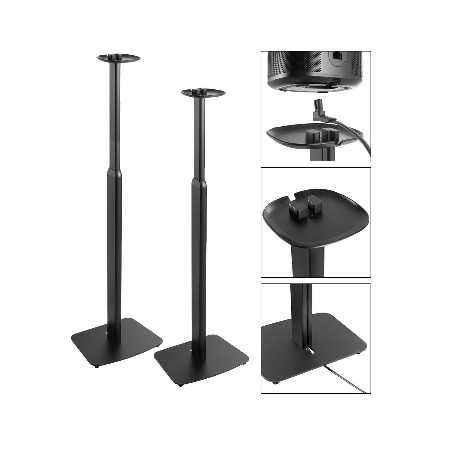 Boost S1-FLR2 supports de haut-parleurs au sol ajustables à hauteur noire pour SONOS® ONE, SONOS® ONE SL, SONOS Play:1