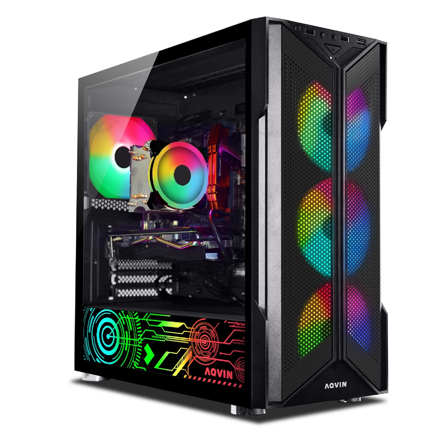 Gaming PC ~ Intel Core i7 Processor up to 4.6Ghz GeForce RTX 5060 8GB GDDR7 16GB DDR4 RAM 512GB SSD WIFI Windows 11 Pro - AQVIN AQ20