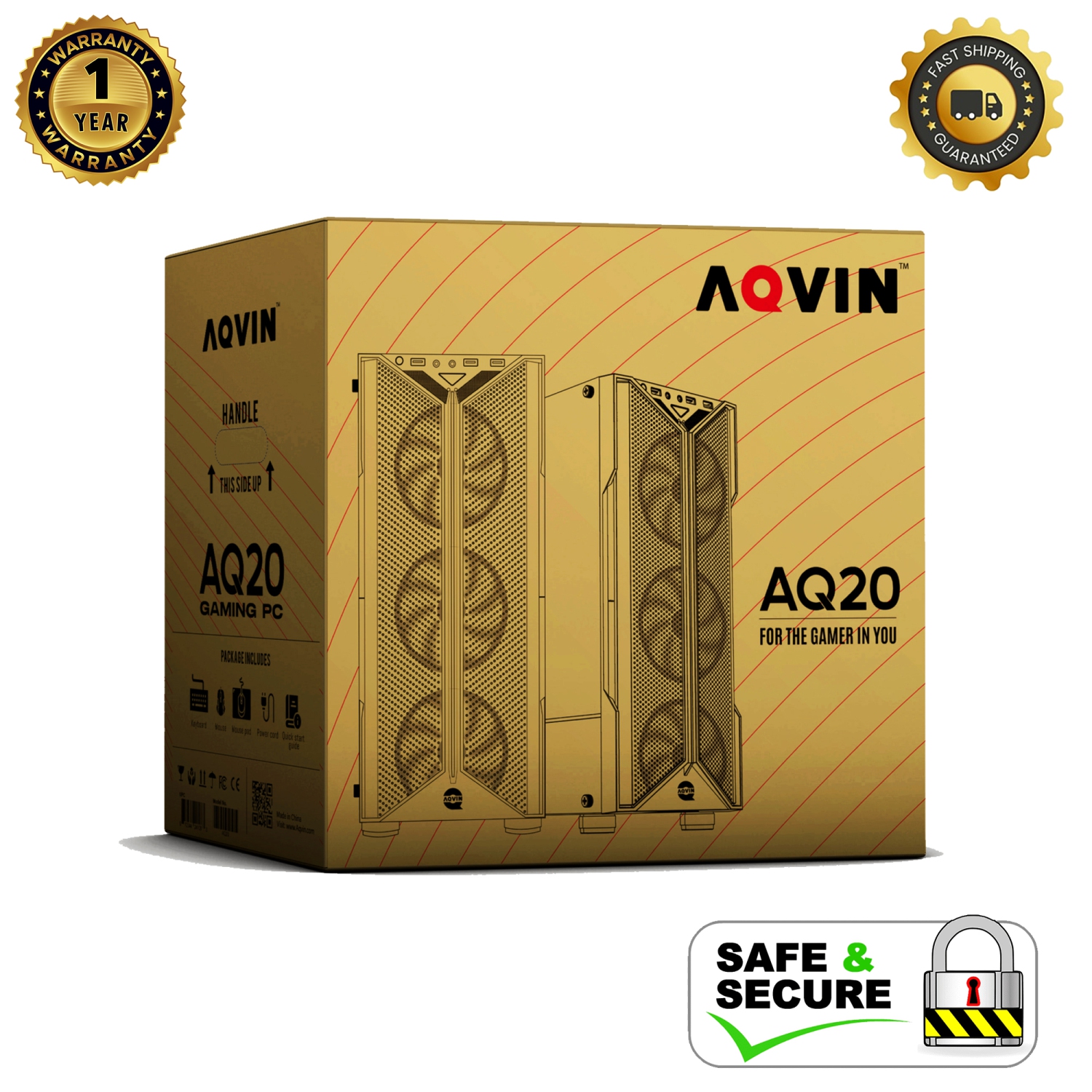 Gaming PC ~ Intel Core i7 Processor up to 4.6Ghz GeForce RTX 5060 8GB GDDR7 16GB DDR4 RAM 512GB SSD WIFI Windows 11 Pro - AQVIN AQ20