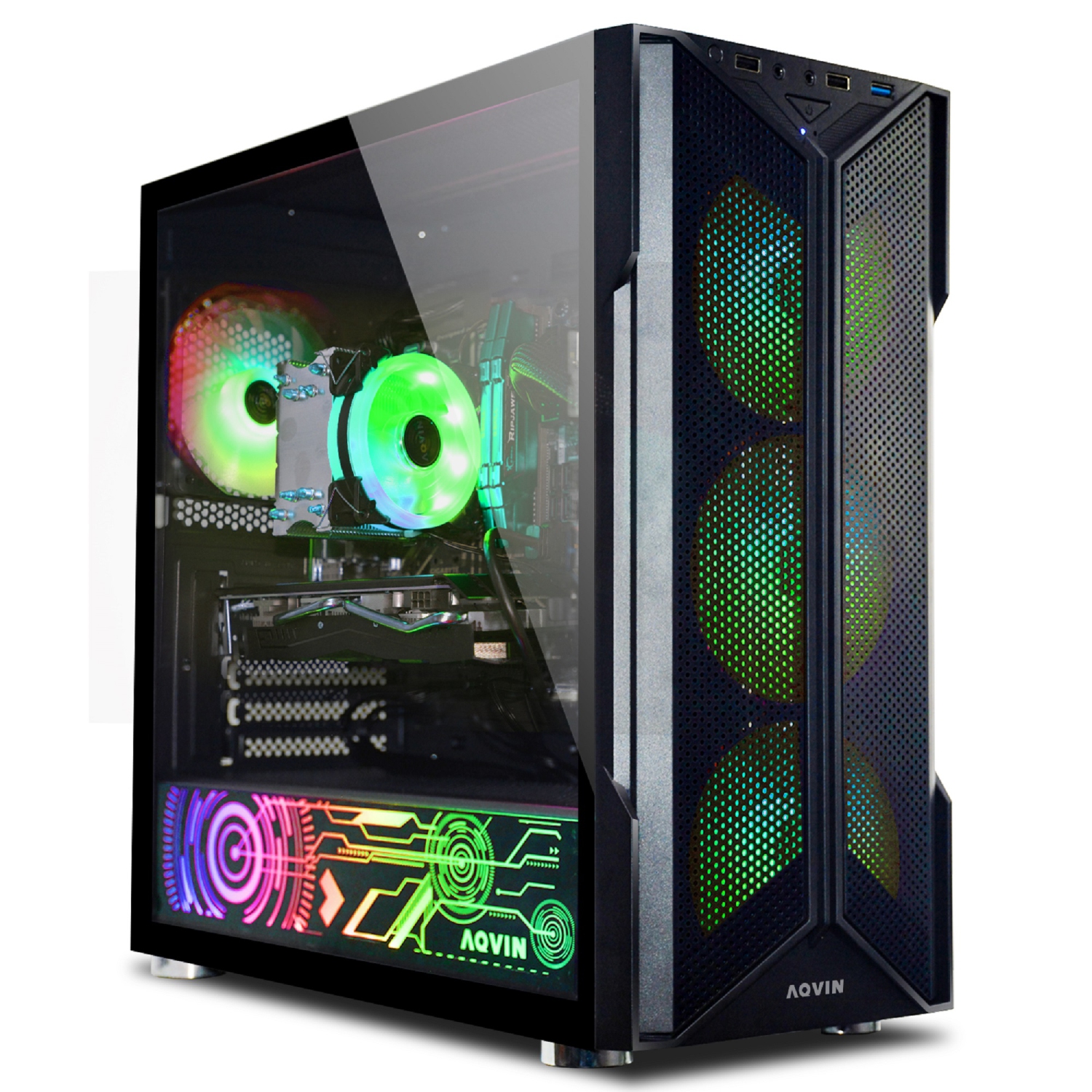 Gaming PC AQVIN AQ20 Desktop Computer - Black (Intel Hexa-Core i7 Processor/ GeForce RTX 3070 8GB GDDR6/ 2TB SSD/ 32GB DDR4 RAM/ Windows 11 Pro/ WIFI Ready) - Only at Best Buy