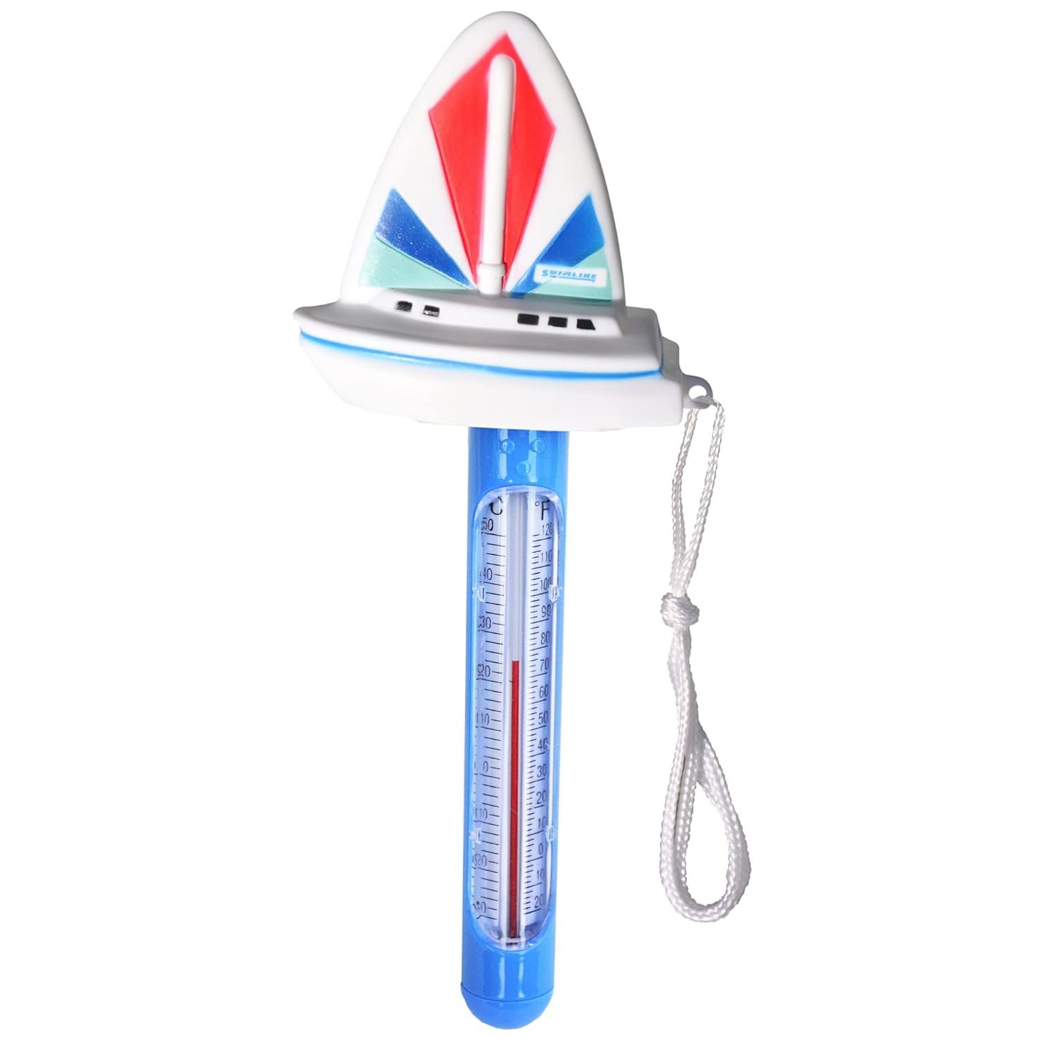 Thermomètre bleu et blanc pour bateau à voile pour piscines ou spas, 9,5 po