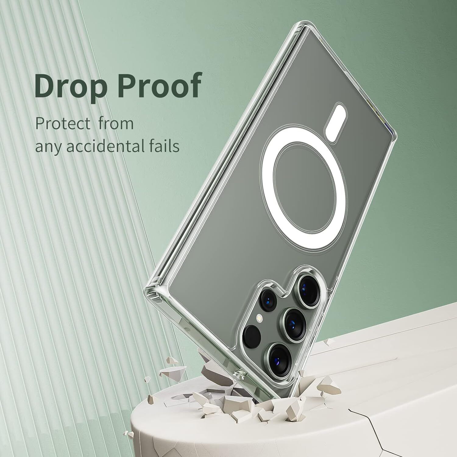 [CSmart] Étui de chargement magnétique hybride sans fil avec MagSafe pour Galaxy S24 Ultra de Samsung, transparent