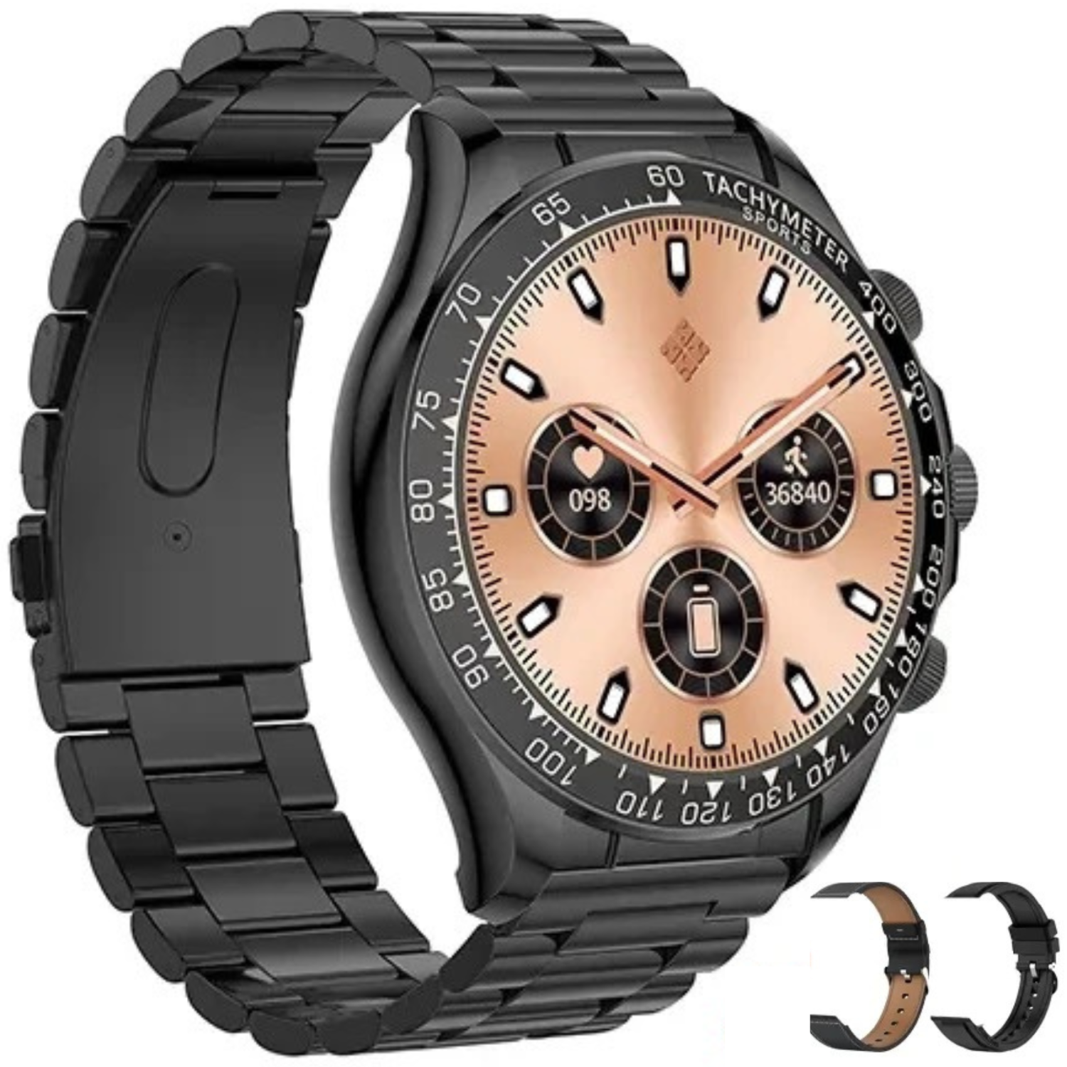 TUTT Classic Smartwatch for Men Metal Case | 1.55'' Large HD Screen IP67 Tactical Smart Watch with BT Call Pedometer Straps X108