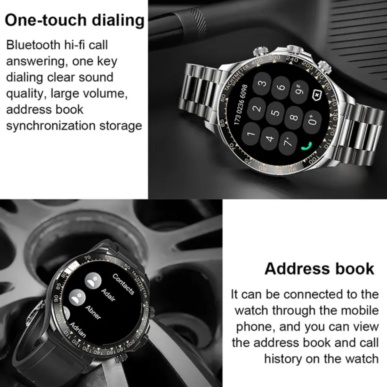 TUTT Classic Smartwatch for Men Metal Case | 1.55'' Large HD Screen IP67 Tactical Smart Watch with BT Call Pedometer Straps X108