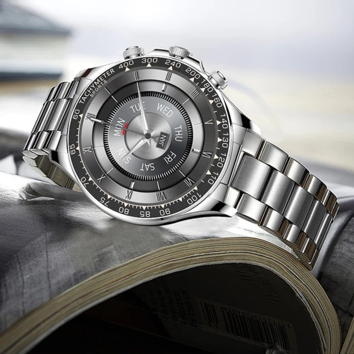 TUTT Classic Smartwatch for Men Metal Case | 1.55'' Large HD Screen IP67 Tactical Smart Watch with BT Call Pedometer Straps X108