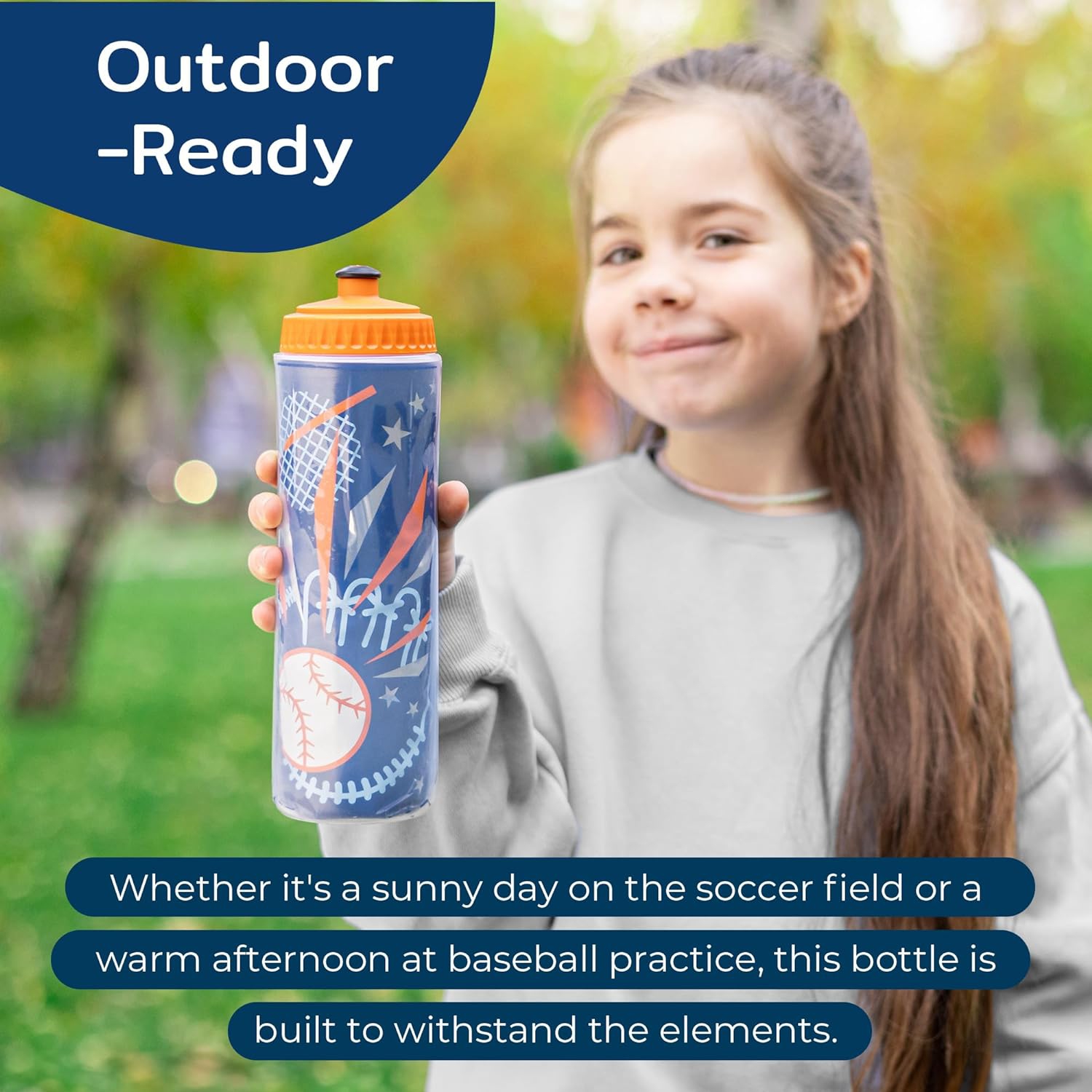 BOZ Elite 22 oz Custom Baseball-Styled Insulated Water Bottle - Ergonomic Squeeze & Cooling Mist Spray Functions, Durable, Leak-Proof, BPA-Free