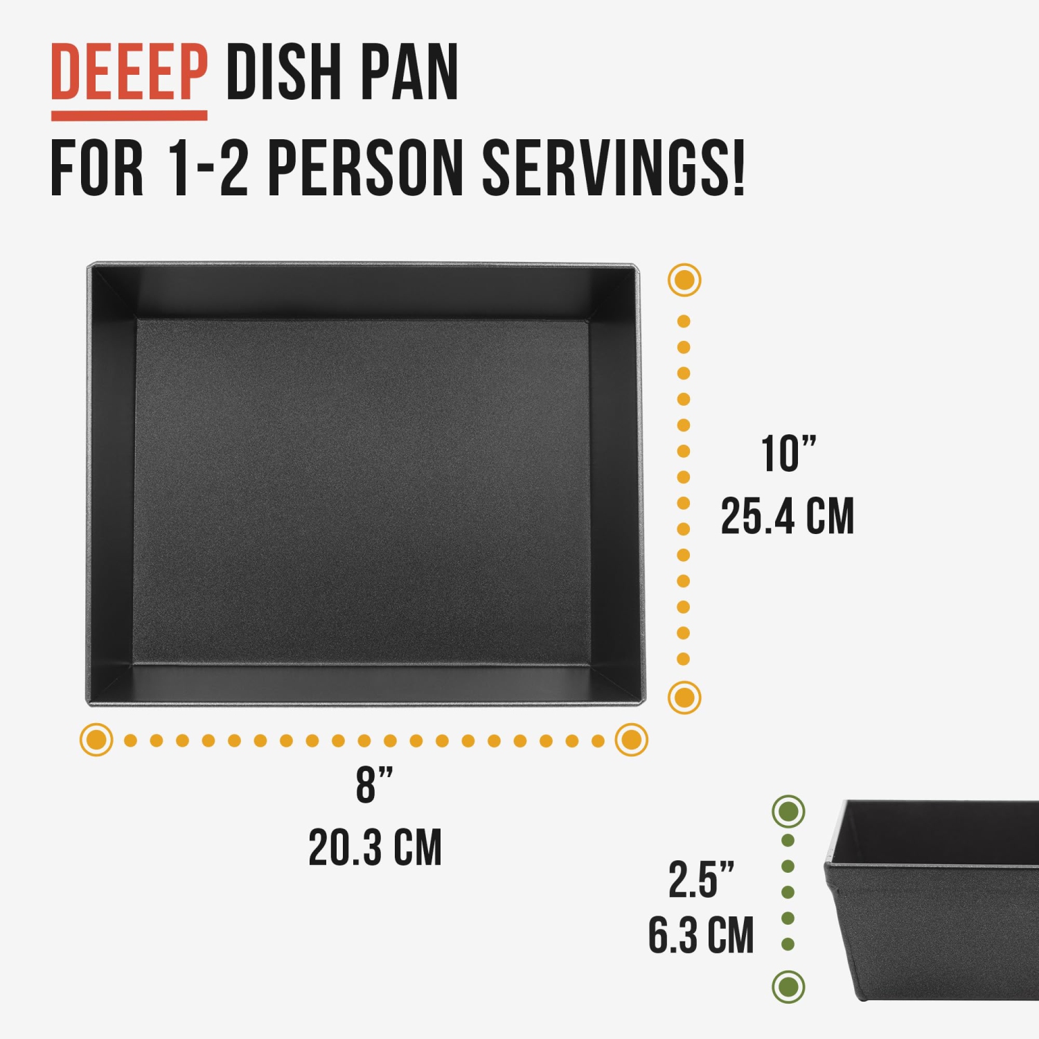 Chef Pomodoro Authentic Detroit-Style Pizza Pan, Compact 10 x 8-Inch, Commercial-Grade Hard Anodized Aluminum, Pre-Seasoned Deep Dish Bakeware,