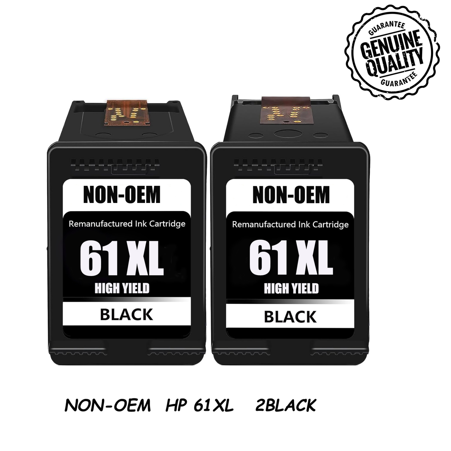 [High Yield] 2BK Remanufactured Ink Cartridge Replacement for HP 61XL for HP Envy 4500 5530 Deskjet 1000 1050 1512 1513 2540 2542 2549 3510 3050 3050A 4630 5530