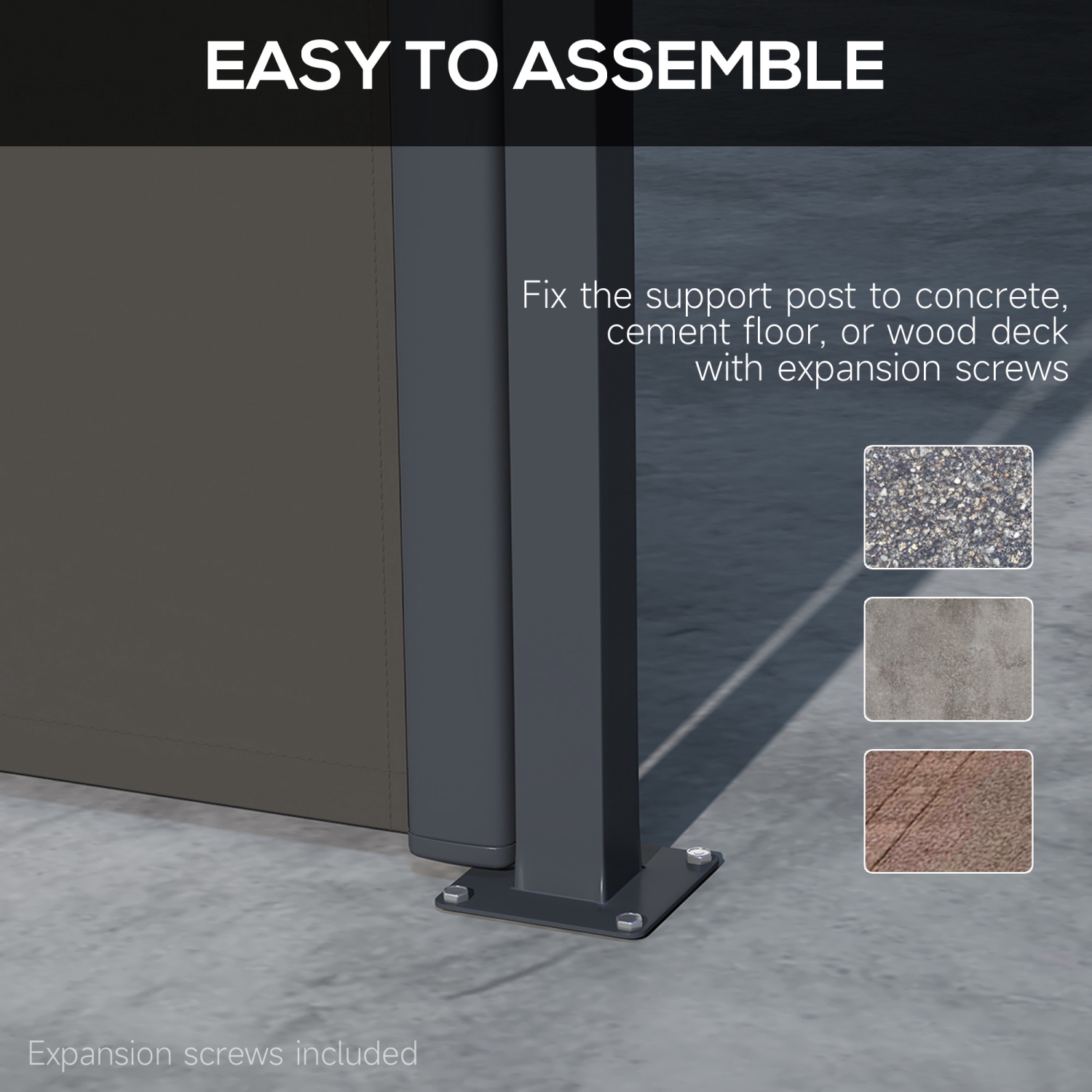 Auvent rétractable Outsunny 13 x 5 pi, séparateur écran de confidentialité jardin, coupe-vent à cassette complète pour bain à remous, balcon,