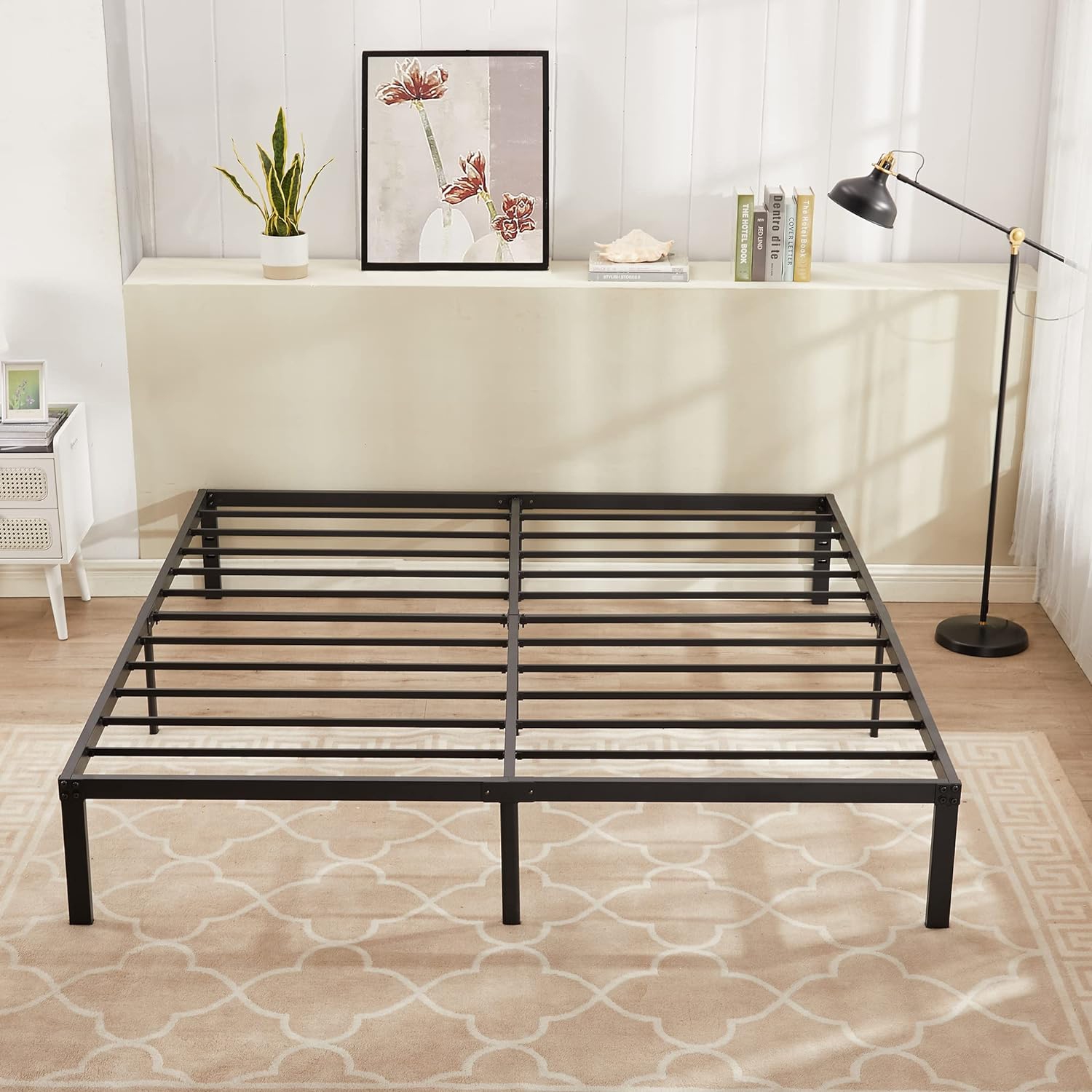 14 Inch Metal Platform Bed Frame/ Easy Assembly Mattress Foundation /Heavy Duty Steel Slat/ /No Box Spring Needed- King Size