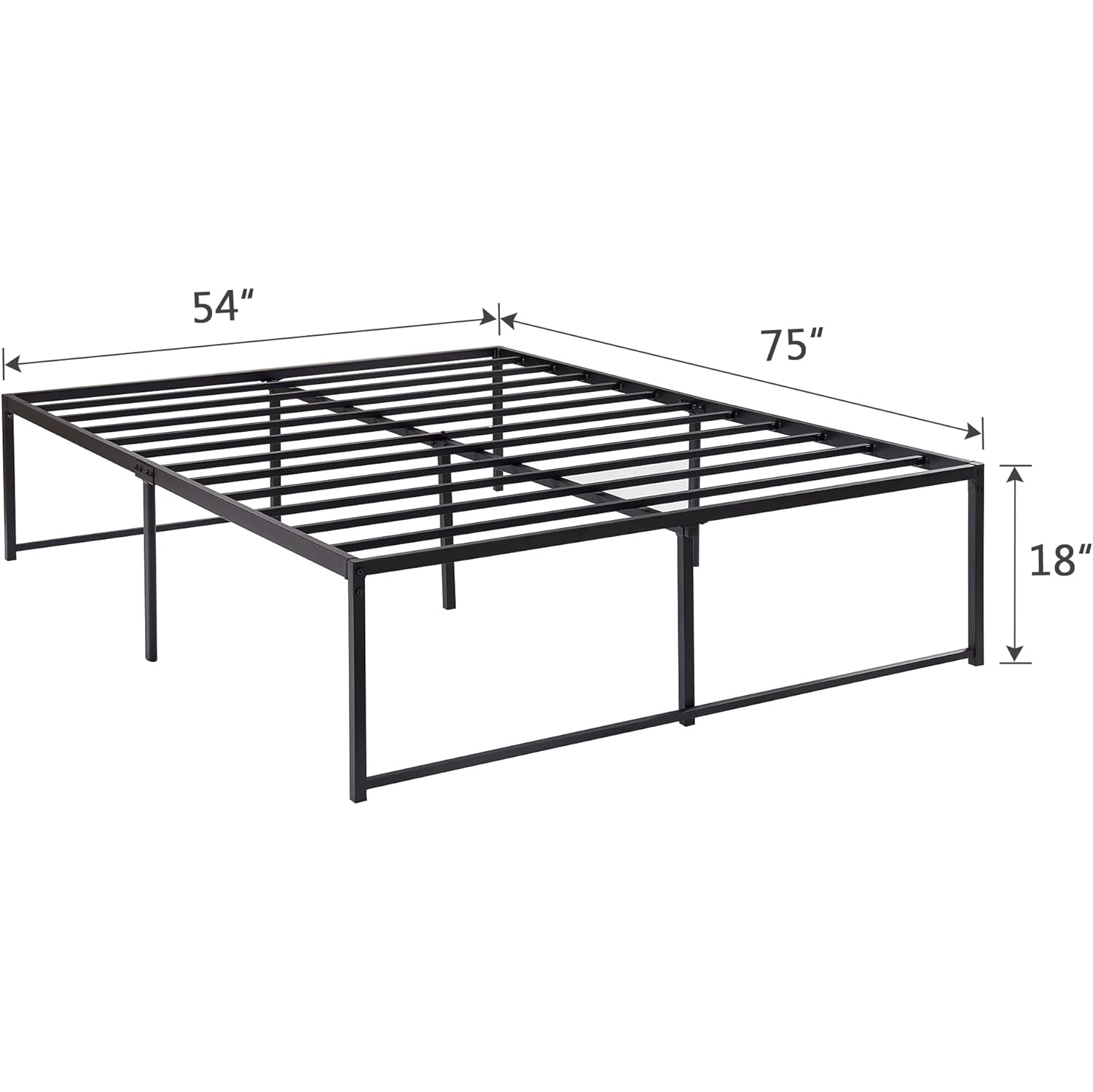 18 Inch Metal Platform Bed Frame/ Easy Assembly Mattress Foundation /Heavy Duty Steel Slat/ /No Box Spring Needed- Full Size