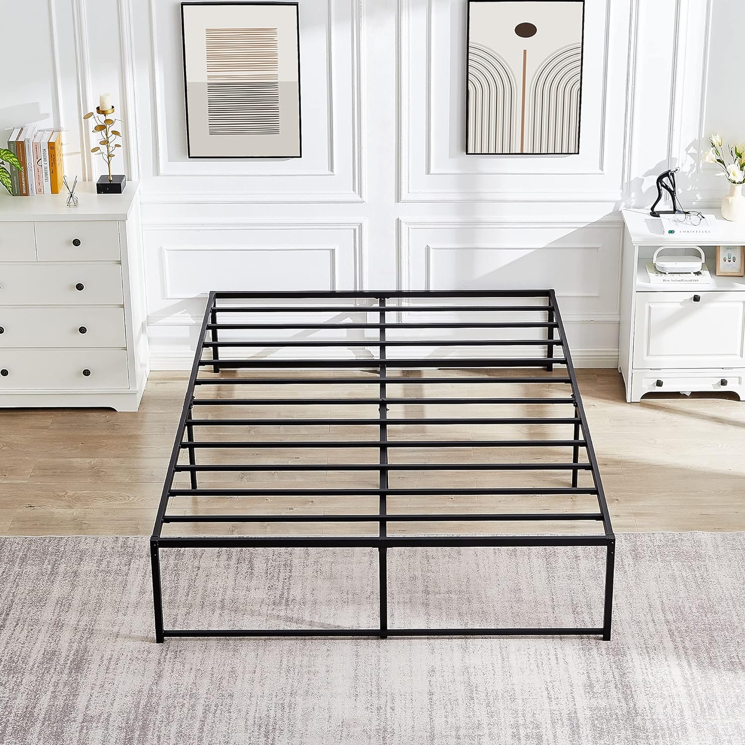 16 Inch Metal Platform Bed Frame/ Easy Assembly Mattress Foundation /Heavy Duty Steel Slat/ /No Box Spring Needed- Full Size