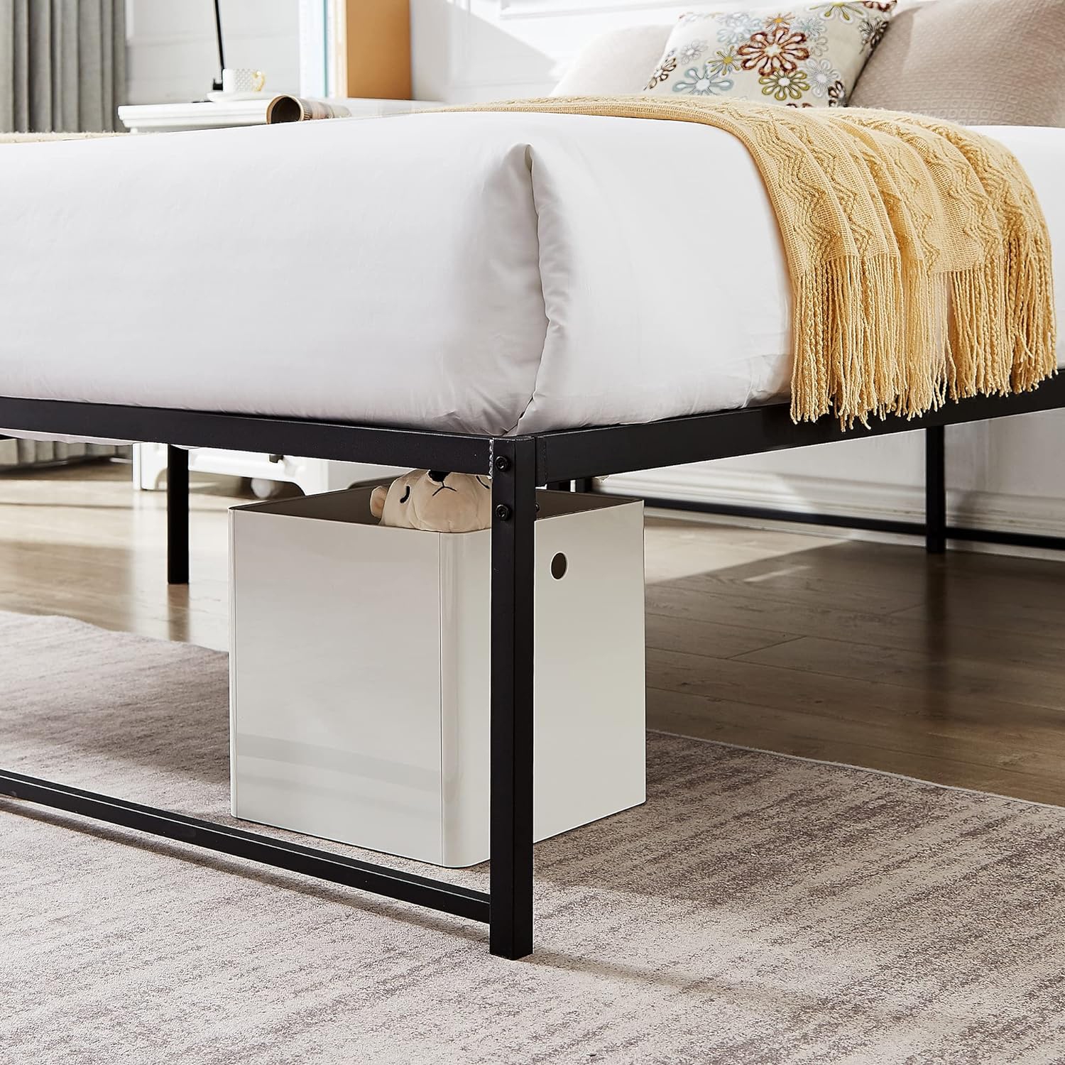 16 Inch Metal Platform Bed Frame/ Easy Assembly Mattress Foundation /Heavy Duty Steel Slat/ /No Box Spring Needed- Full Size