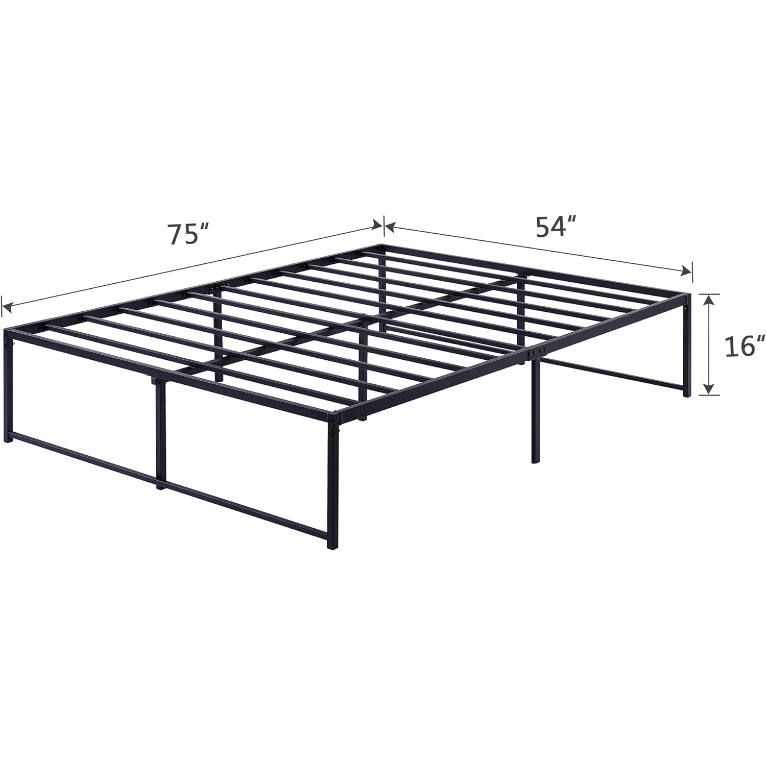 16 Inch Metal Platform Bed Frame/ Easy Assembly Mattress Foundation /Heavy Duty Steel Slat/ /No Box Spring Needed- Full Size