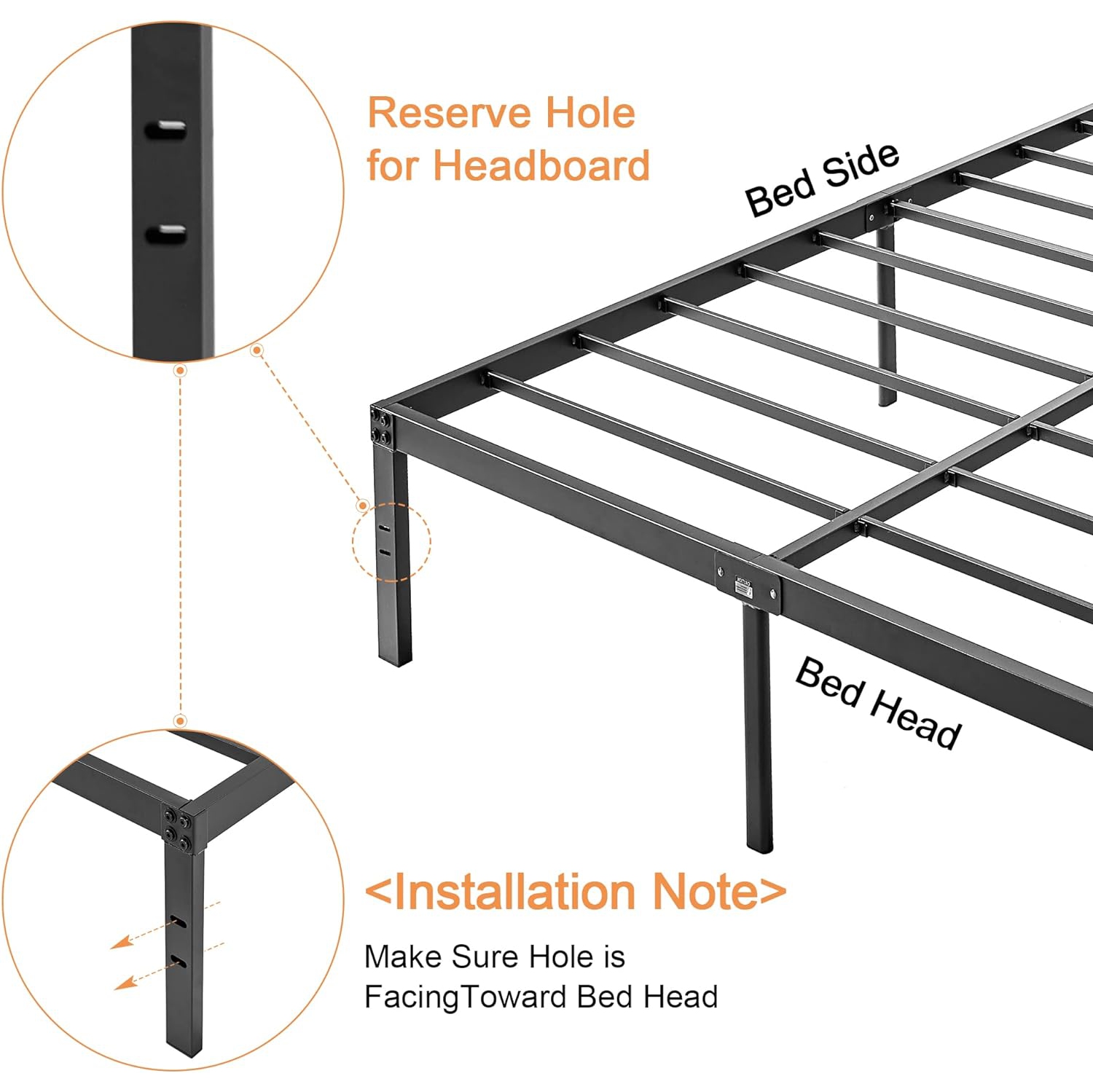 16 Inch Metal Platform Bed Frame/ Easy Assembly Mattress Foundation /Heavy Duty Steel Slat/ /No Box Spring Needed- Full Size