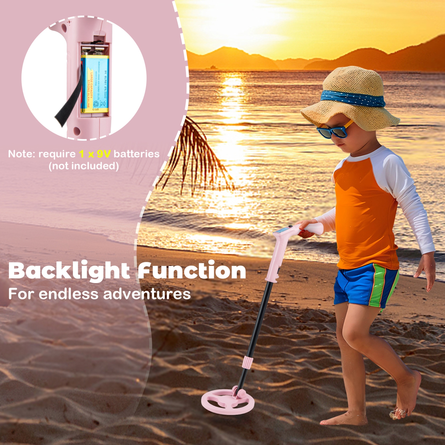 Gymax 24.5''-33.5'' Metal Detector for Kids with LCD Display IP68 Waterproof