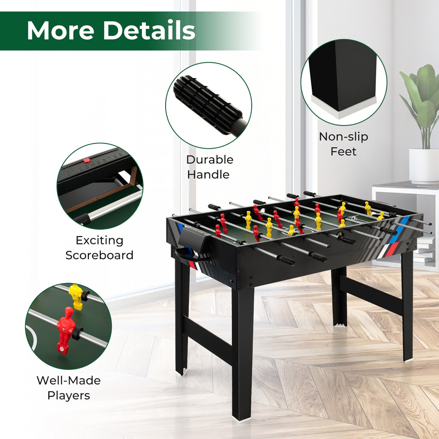 Gymax 4-in-1 Multi Game Table 49'' Combo Game Set W/Soccer Billiards for Home Play Room