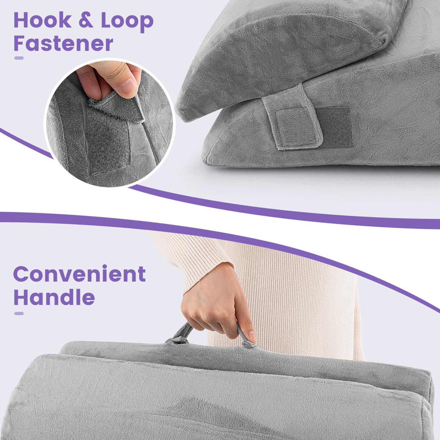 Gymax 3PCS Orthopedic Bed Wedge Pillow Set Adjustable Support for Back Neck Grey