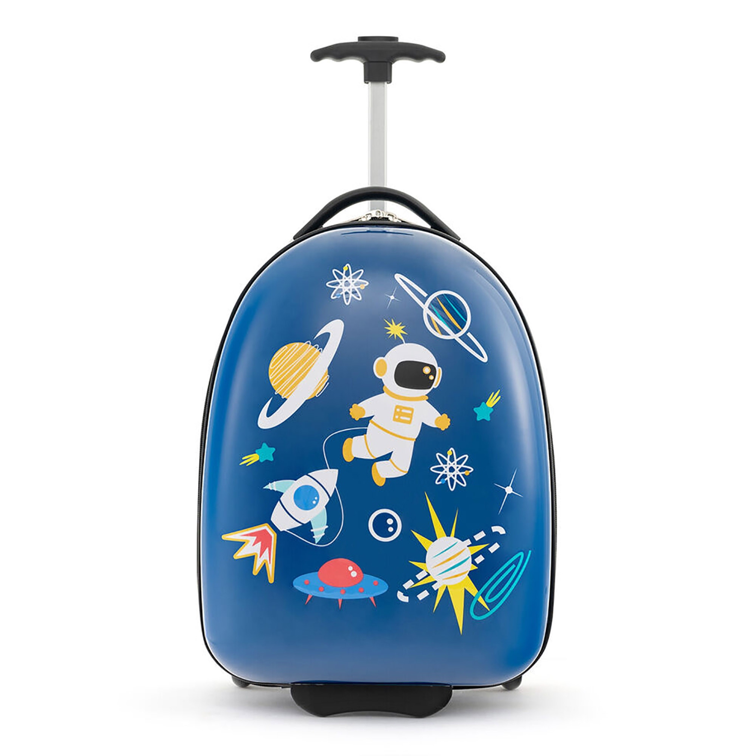 Gymax 16'' Kids Carry-On Luggage with Wheels w/ 2-Level Aluminum Handle Suitcase Blue