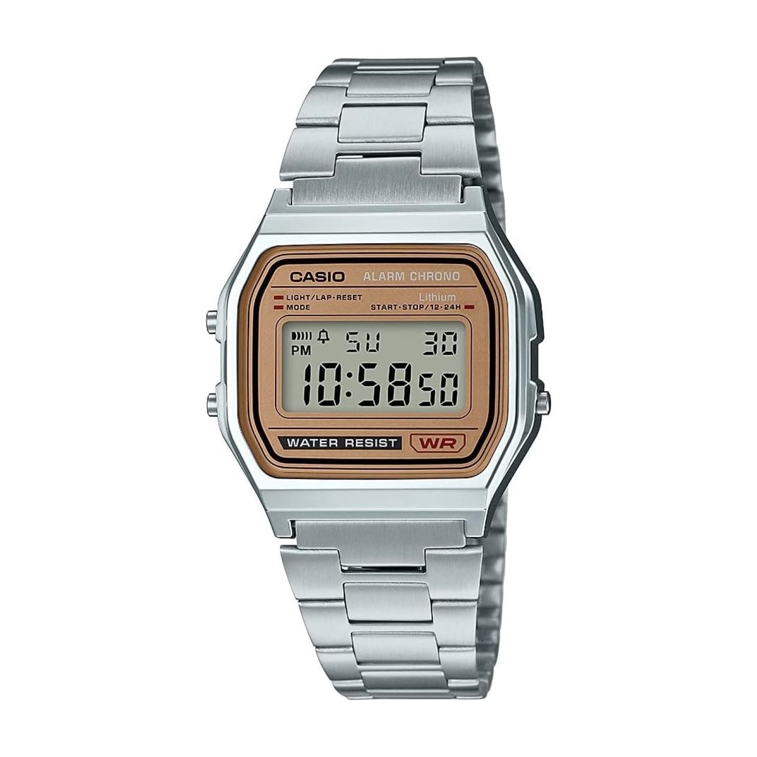 Montre numérique A158WA-en-9 de Casio - Argenté et chameau