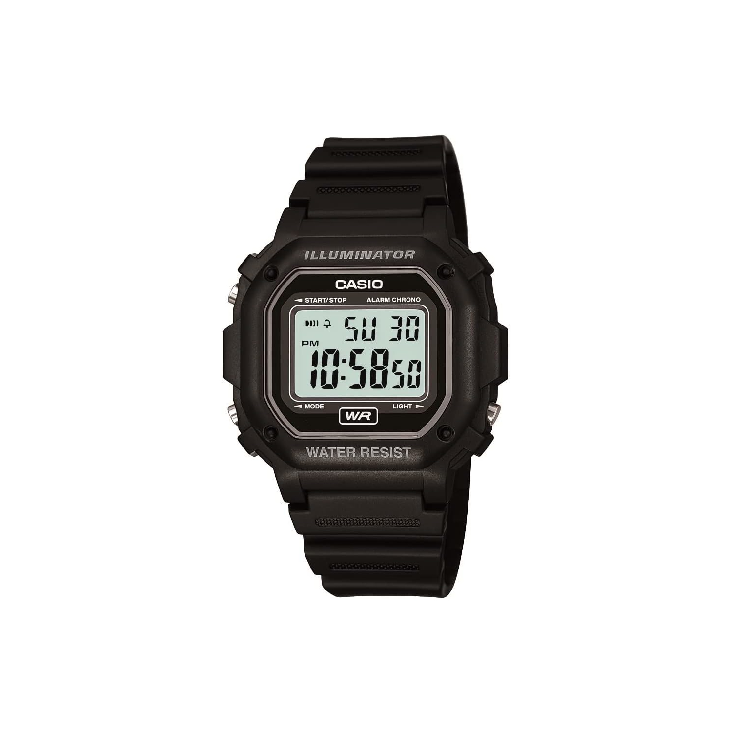 Casio Men's F108WH Illuminator Collection Black Resin Strap Digital Watch