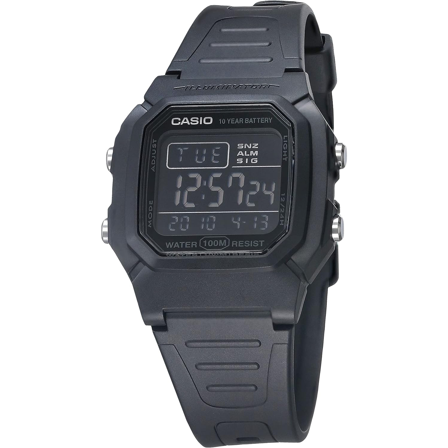 Casio Men's Quartz Watch with Resin Strap, Black, 17 (Model: W