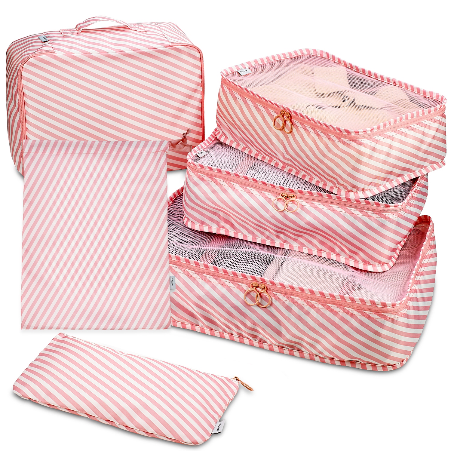 Cubes de rangement de voyage - Ensemble de 6 valises d'organisation de rangement et système de cube de compression