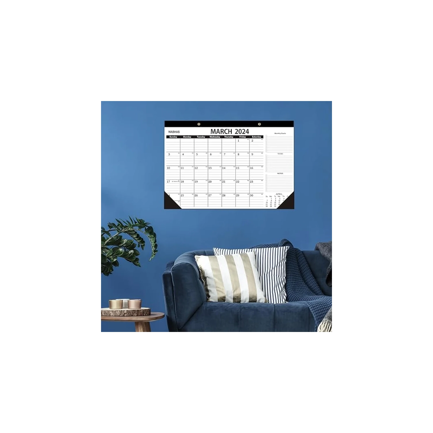 2024-2025 Grand calendrier de bureau – 18 mois, du 2024 janvier au 2025 juin – 17 x 12 po – avec liste de choses à faire, papier épais et protecteurs