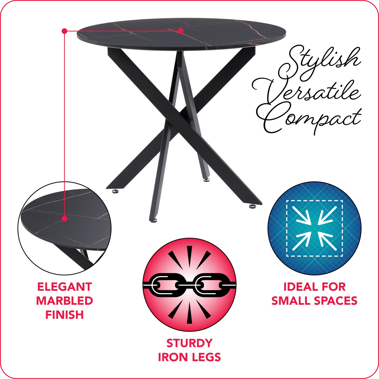 CorLiving Lennox Iron Leg Trestle Dining Table