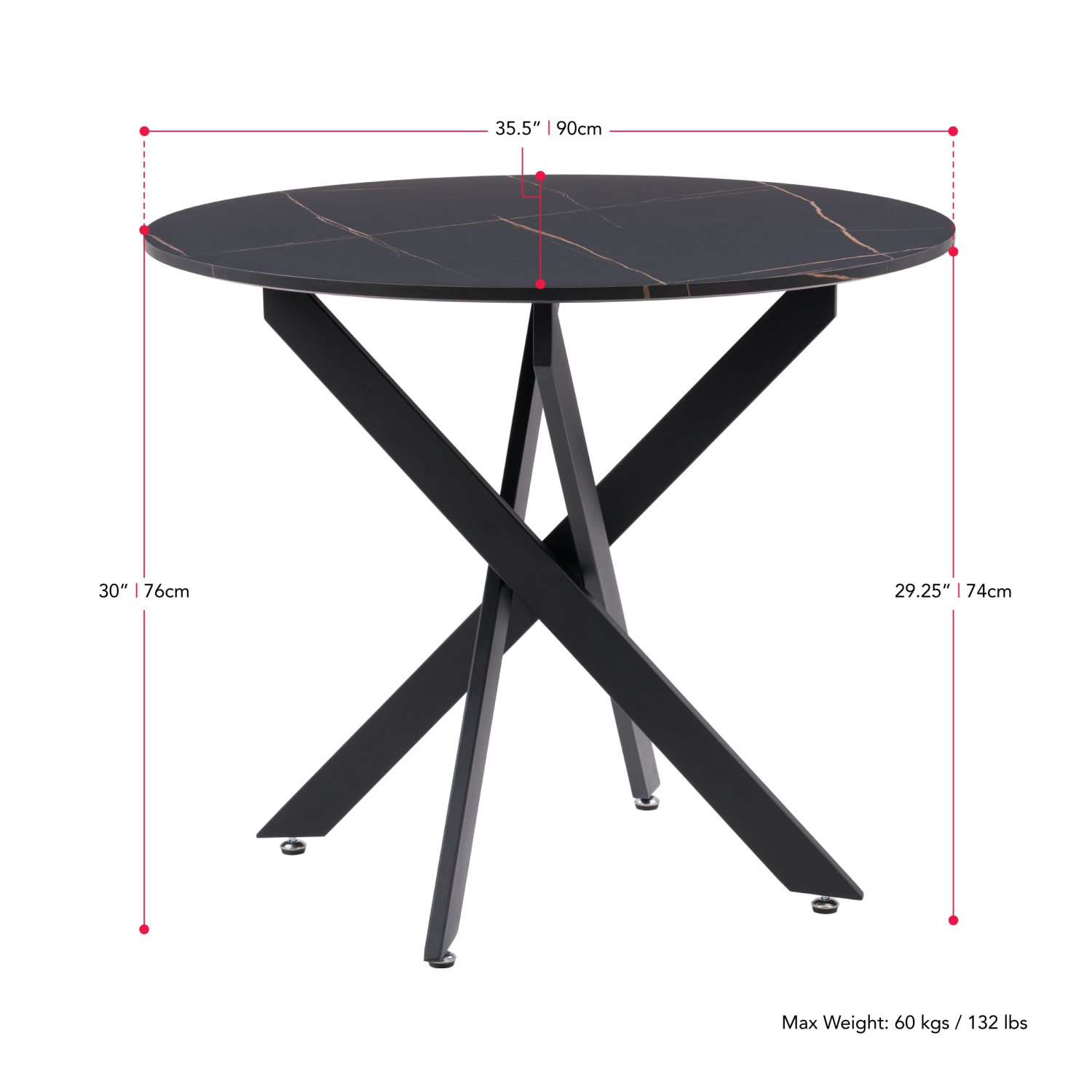 CorLiving Lennox Iron Leg Trestle Dining Table