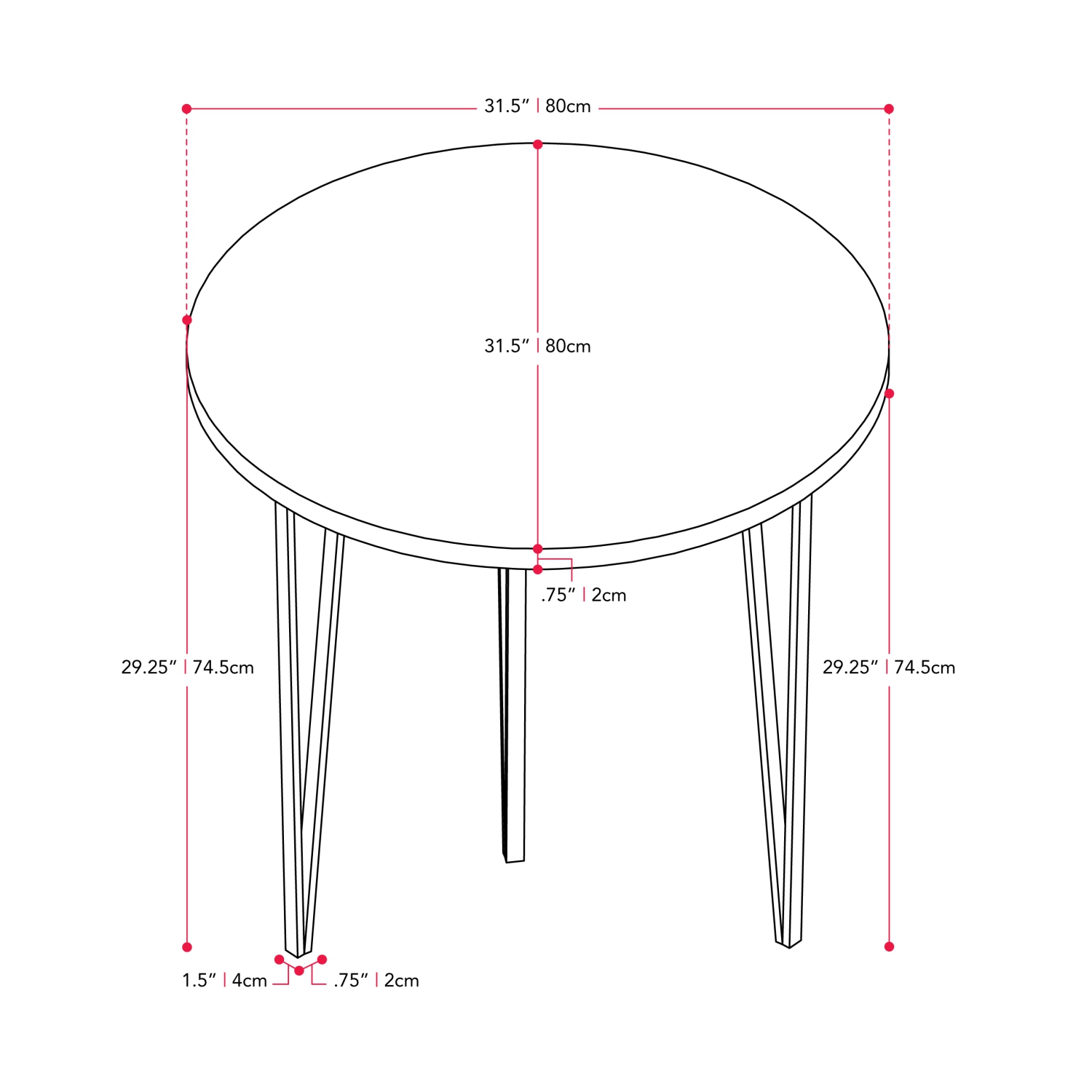 CorLiving Lennox Iron Leg Dining Table