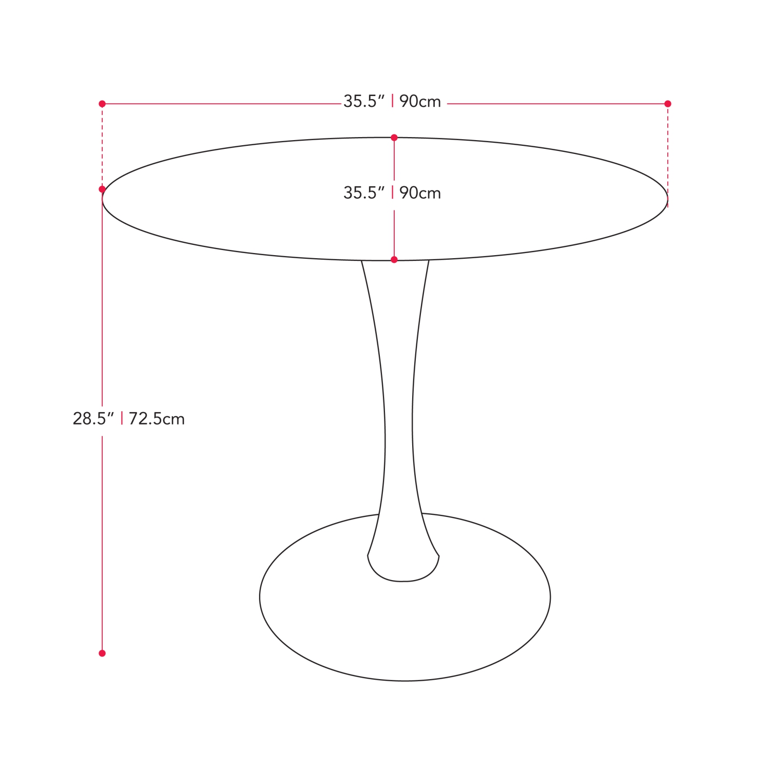 Table bistro ronde marbrée de 35 po de CorLiving