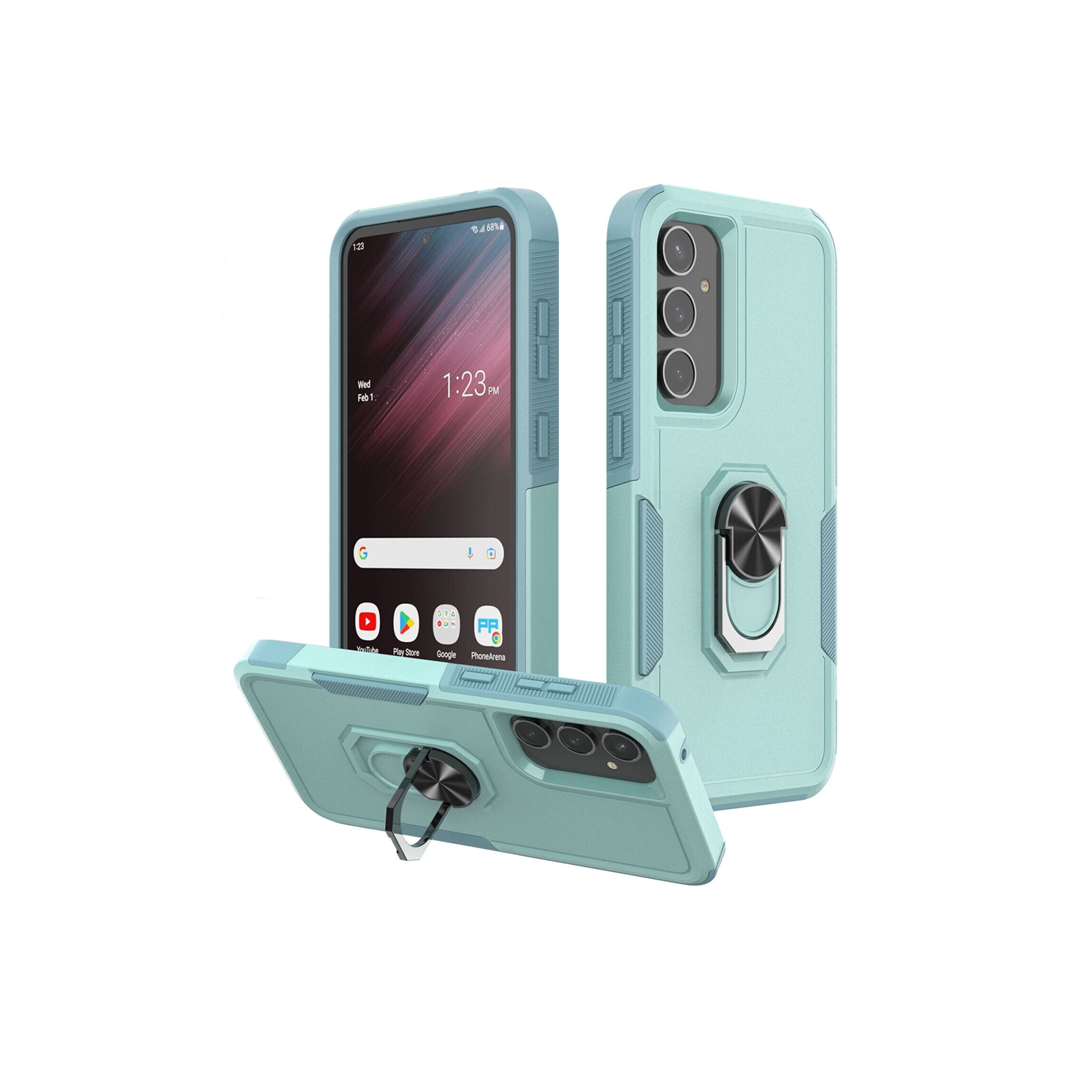 [CSmart] antichoc robuste étui magnétique rigide avec support à anneau pour Samsung Galaxy A15, bleu sarcelle