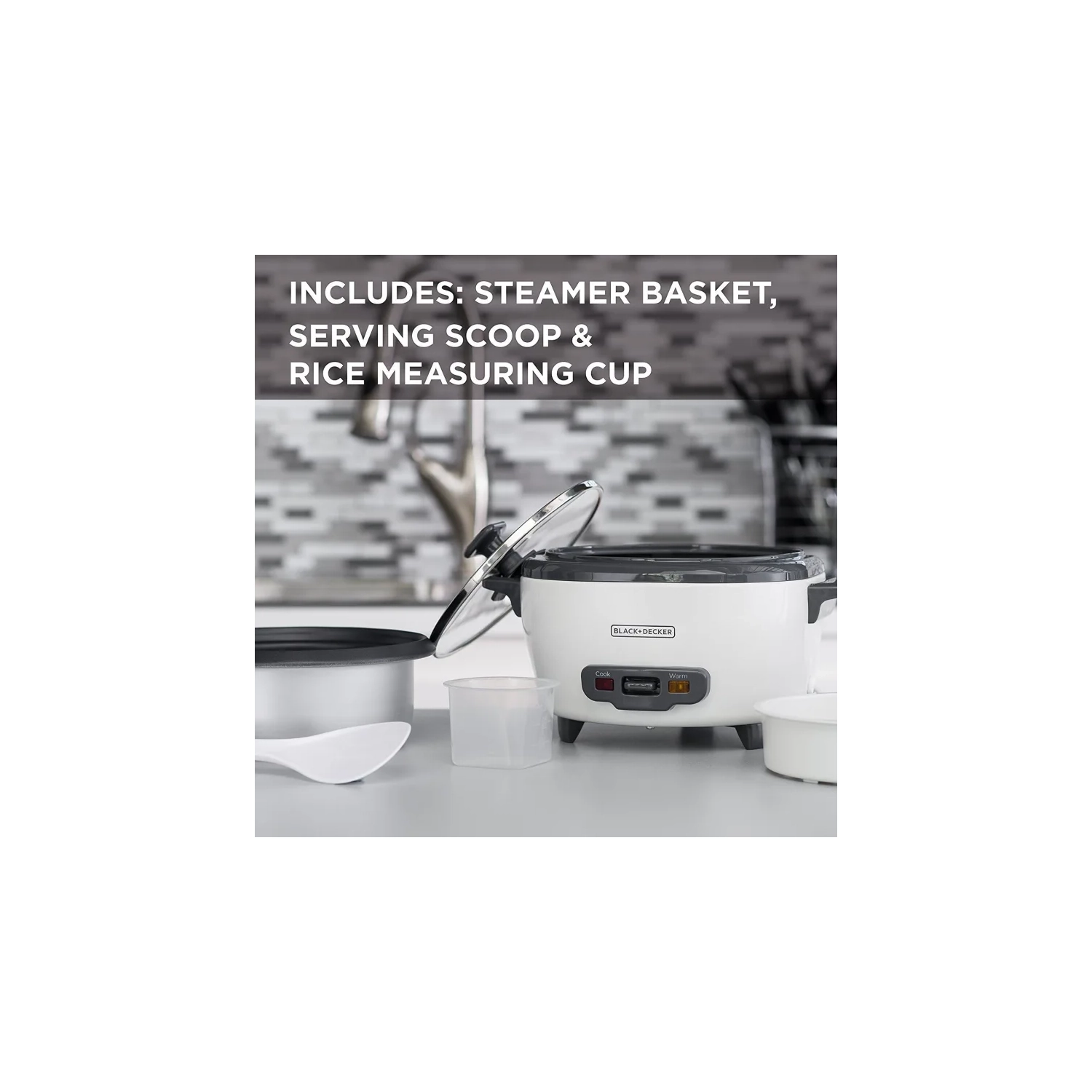 Effortless Cooking with BLACK+DECKER 2-in-1 Rice Cooker & Food Steamer - 6-Cup Capacity, Automatic Keep Warm, Nonstick Bowl, Steaming Basket"