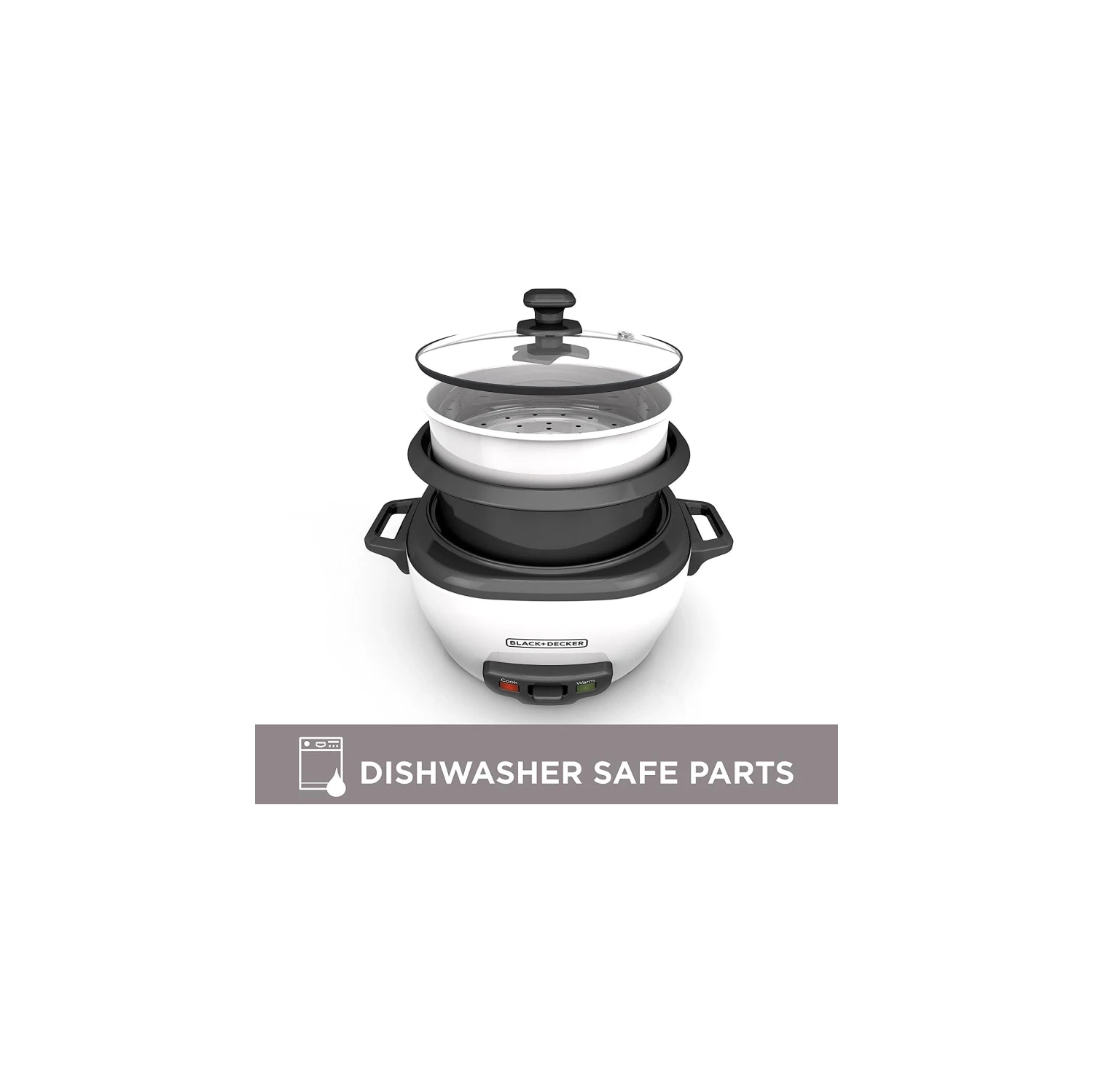 Effortless Cooking with BLACK+DECKER 2-in-1 Rice Cooker & Food Steamer - 6-Cup Capacity, Automatic Keep Warm, Nonstick Bowl, Steaming Basket"