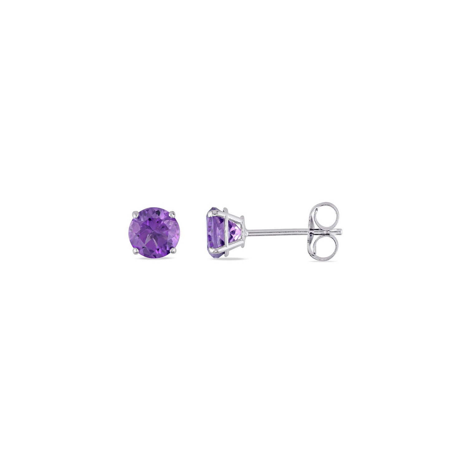 4/5 Carat Amethyst Solitaire Stud Earrings in 10K White Gold