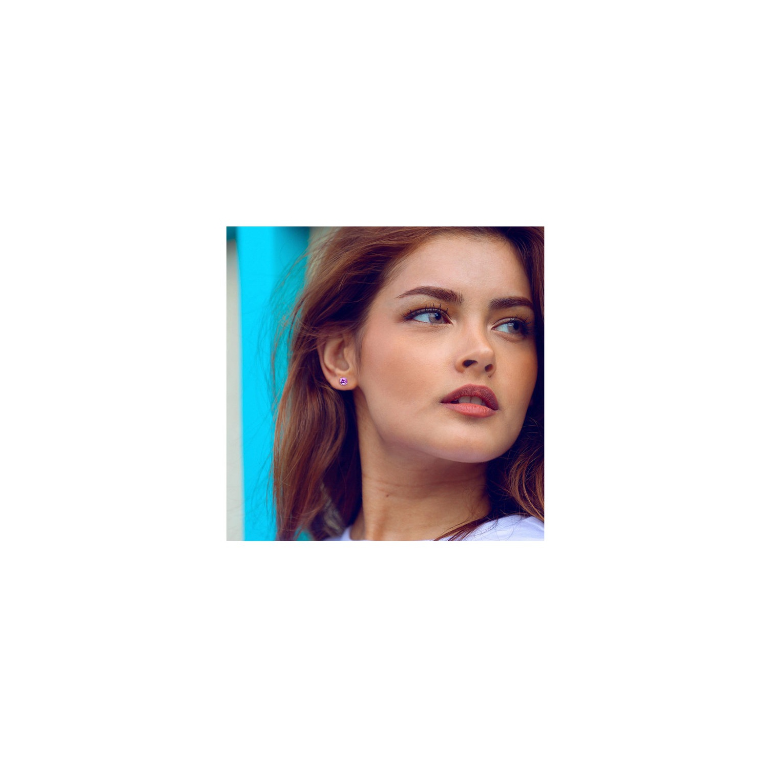 4/5 Carat Amethyst Solitaire Stud Earrings in 10K White Gold