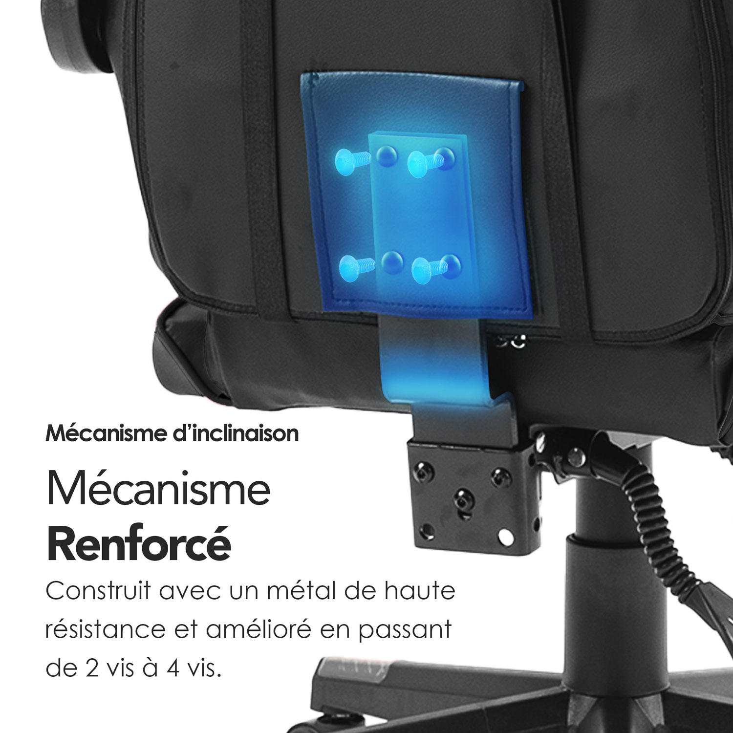 Fauteuil de jeu ergonomique à dossier haut en similicuir Tachi de Naz - Noir