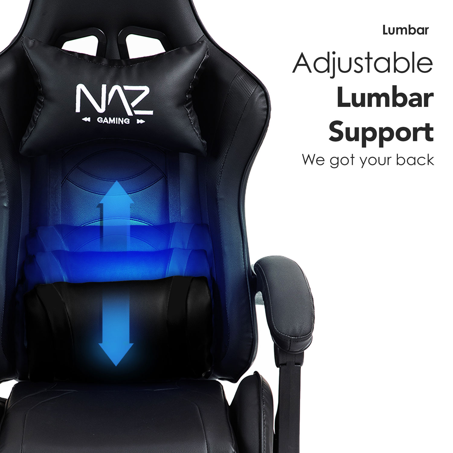 Fauteuil de jeu ergonomique à dossier haut en similicuir Tachi de Naz - Noir